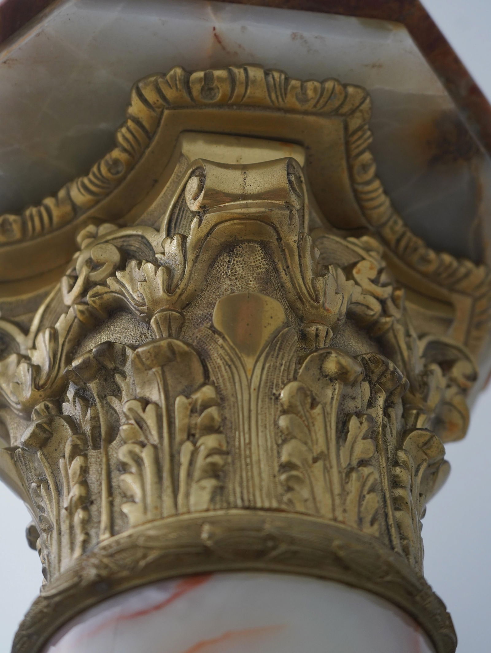 Onyx Marble French Empire Style Column Pedestal - 9