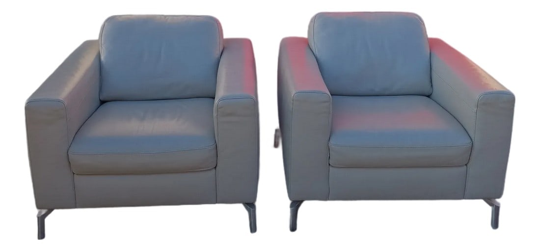 Sollievo B845 (Fabio) Italian Leather Armchairs by Natuzzi Editions - Set of 2: Experience the perfect blend of modern design and luxurious comfort with the Sollievo B845 (Fabio) Armchair by Natuzzi Editions. This collection offers an understated elegance that transcends time,