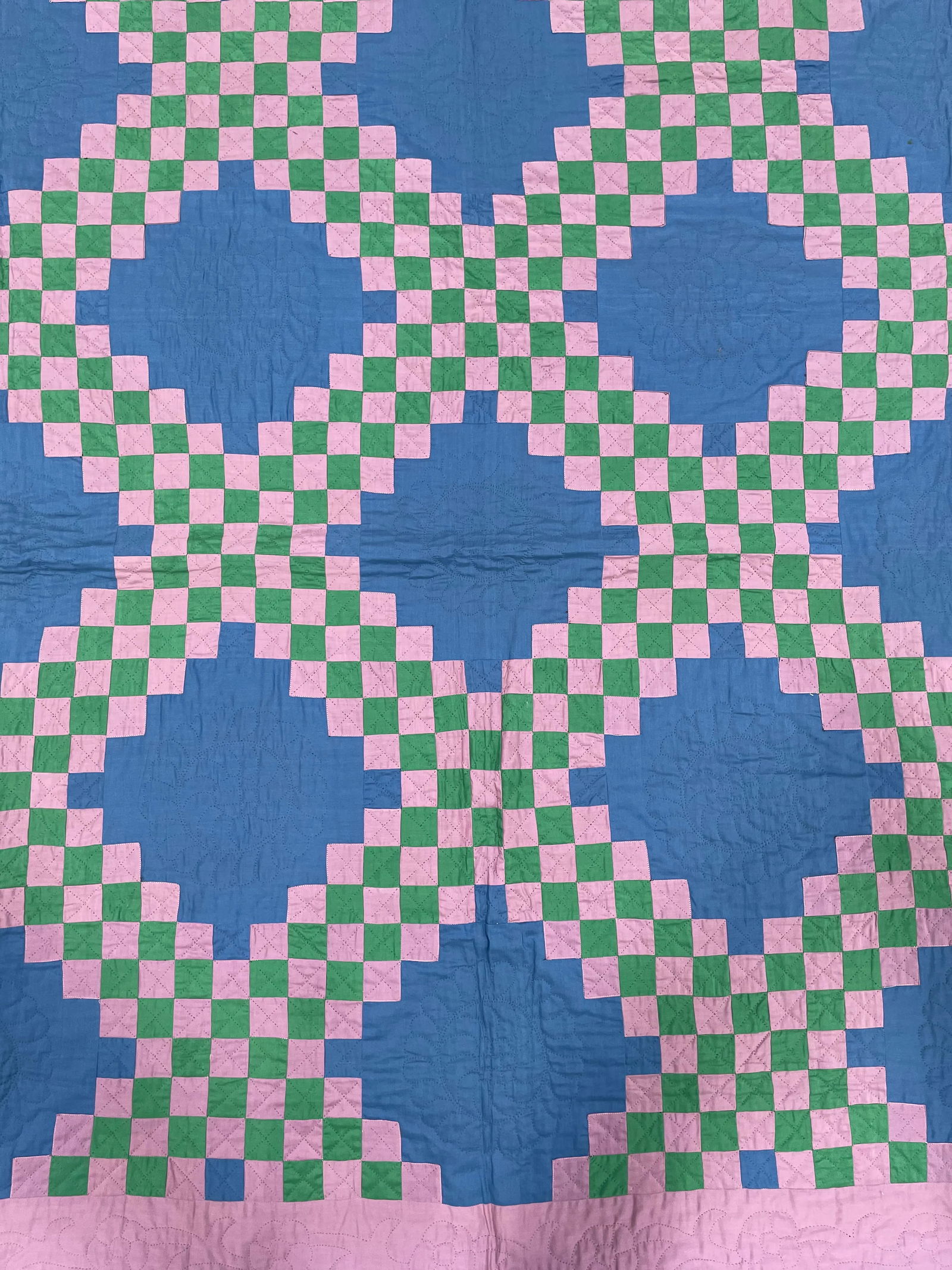 1940s Vintage American Triple Irish Chain Quilt - 5