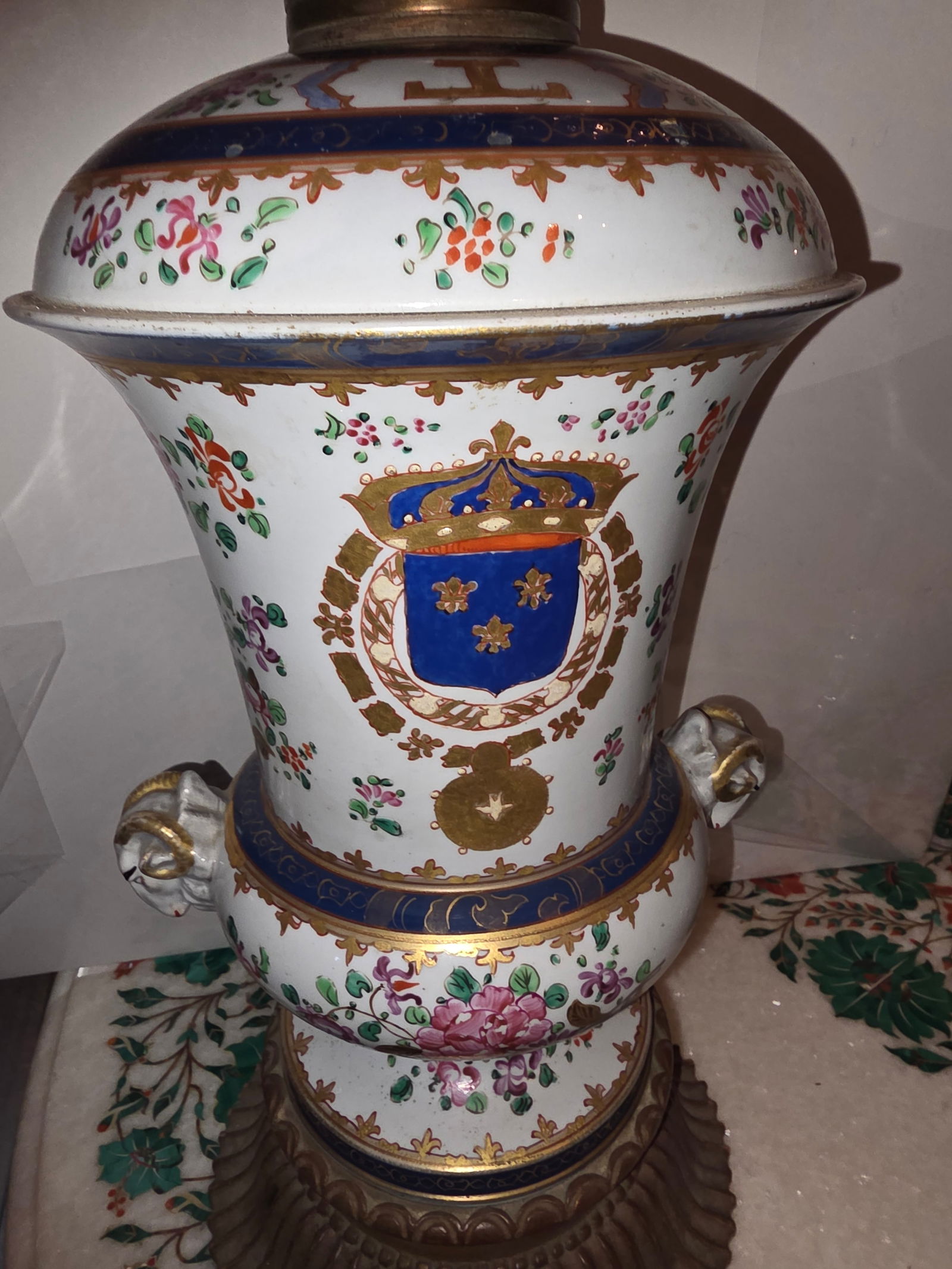 Antique Samson Porcelain Urn Lamp - 11