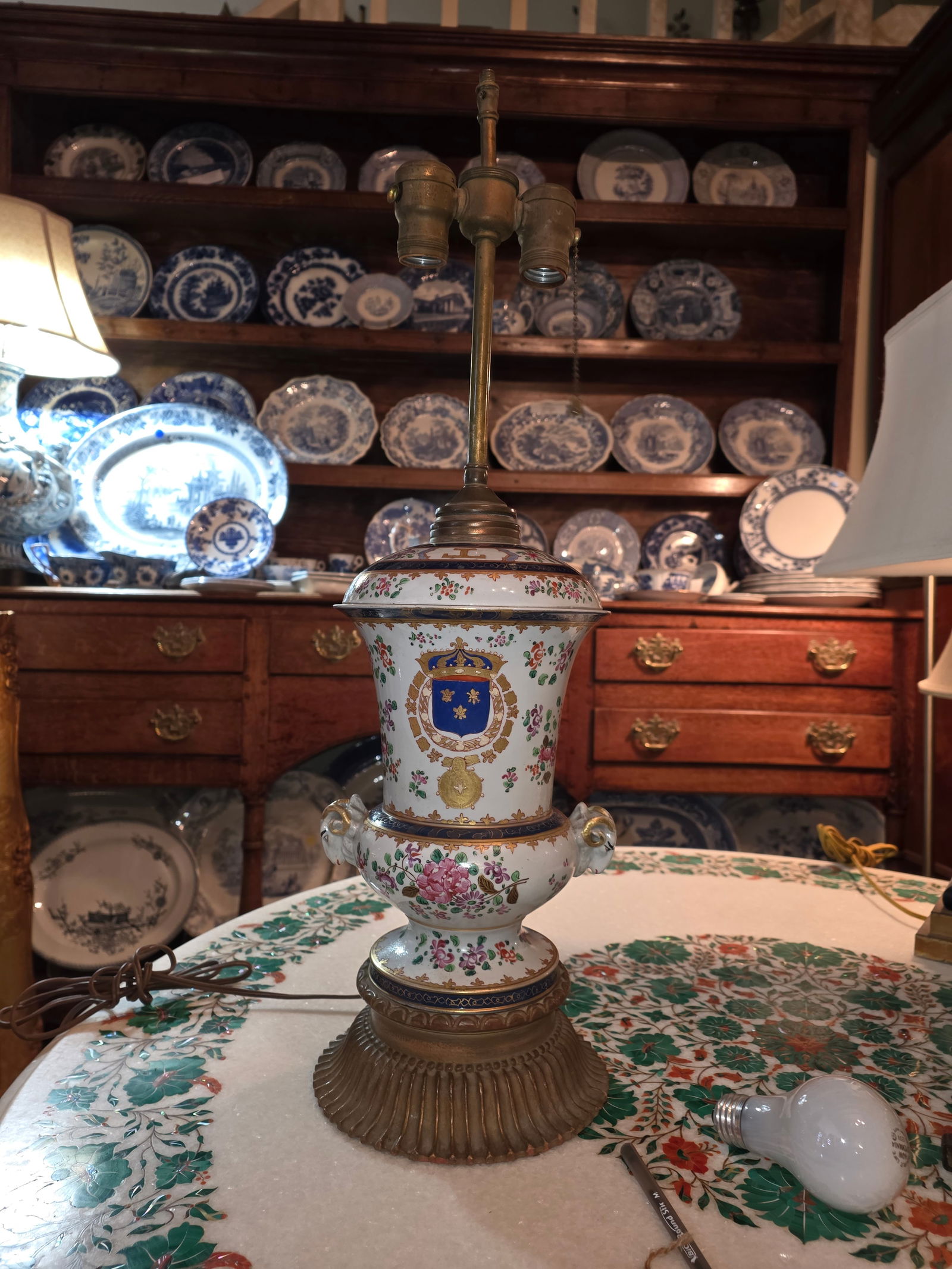 Antique Samson Porcelain Urn Lamp - 14