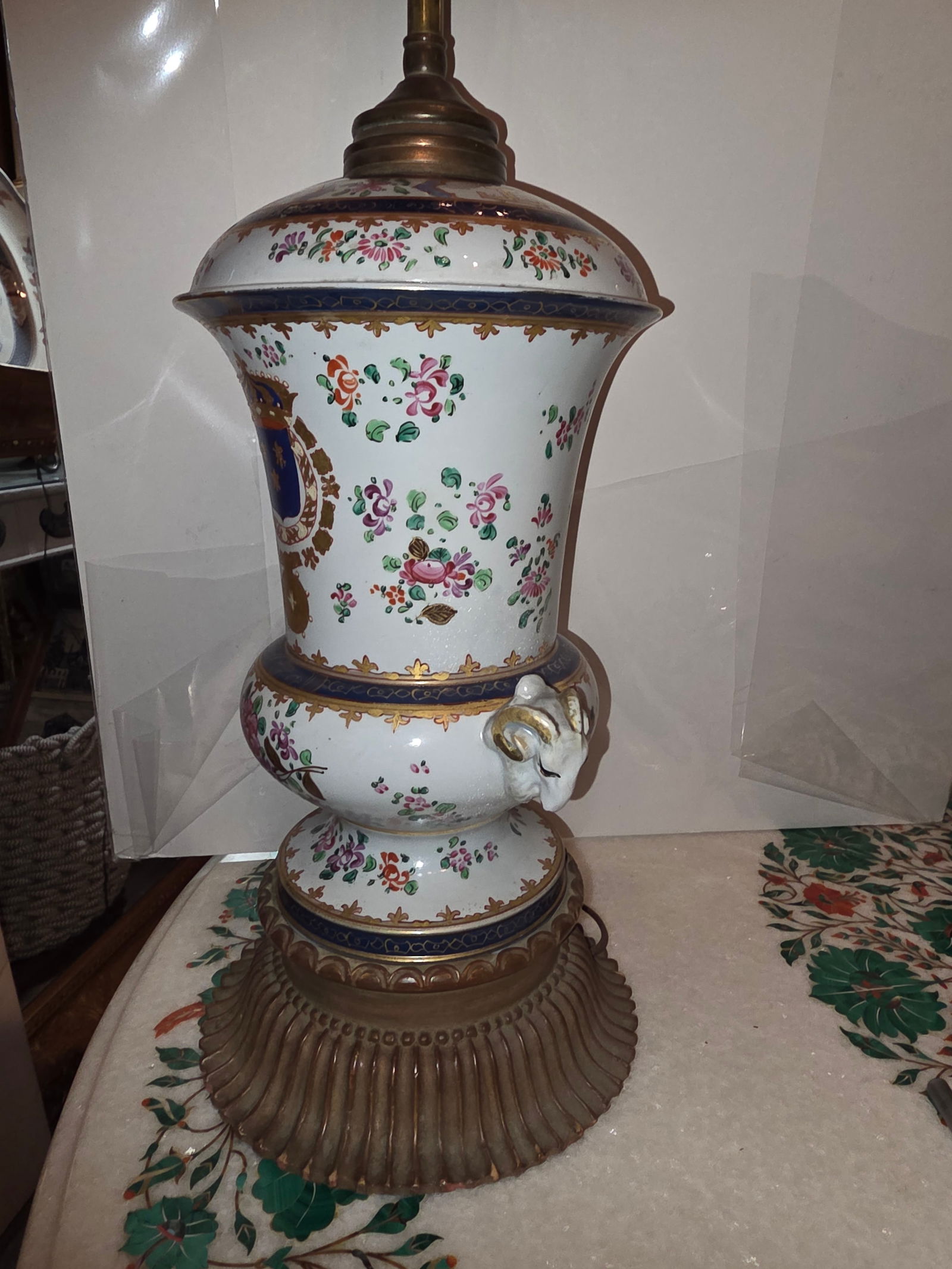 Antique Samson Porcelain Urn Lamp - 15