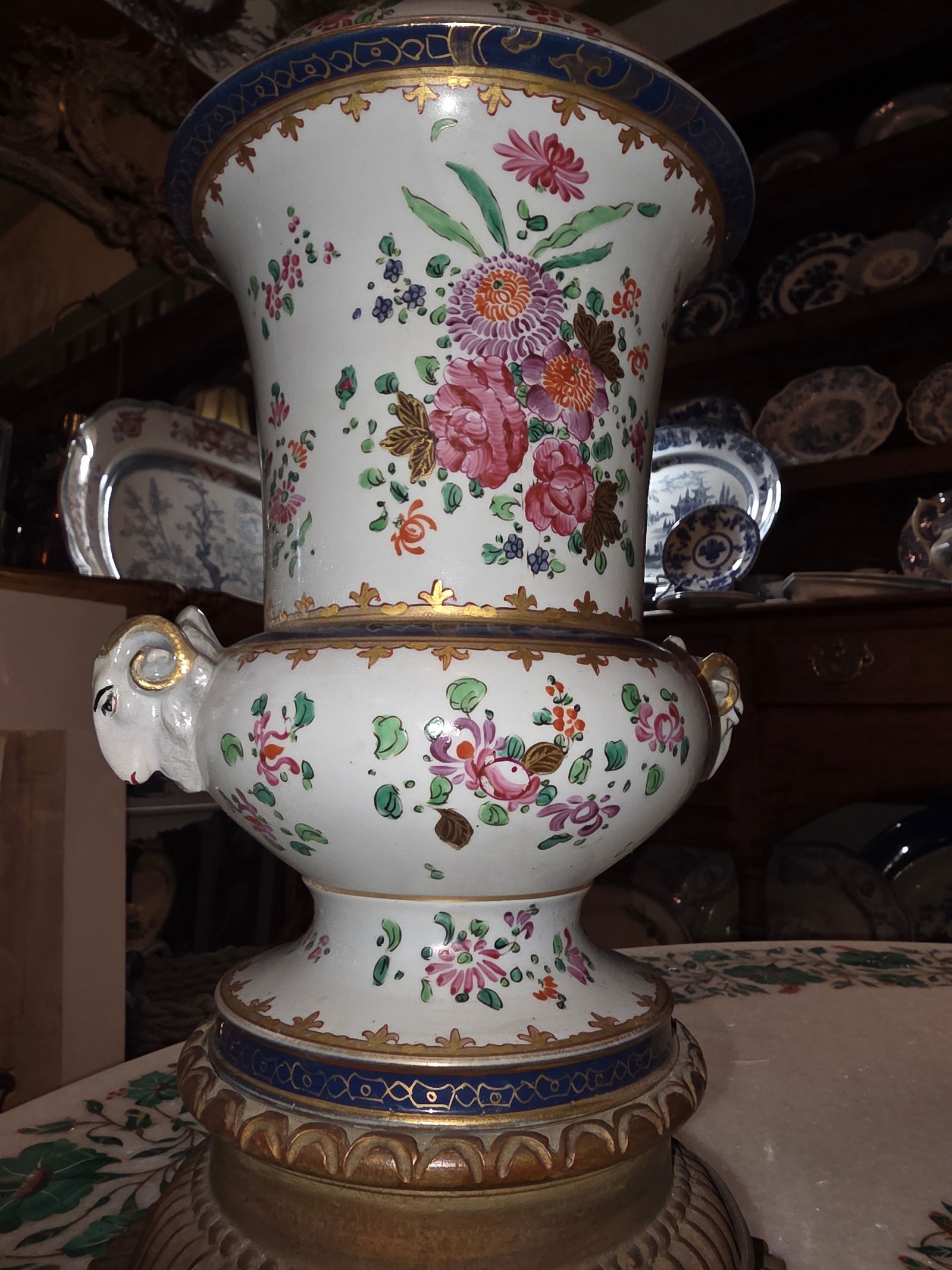 Antique Samson Porcelain Urn Lamp - 5