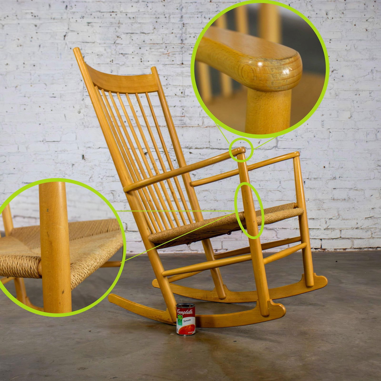 Late 20th Century Scandinavian Modern Rocking Chair Model J16 by Hans Wegner Beechwood & Natural Cor - 16