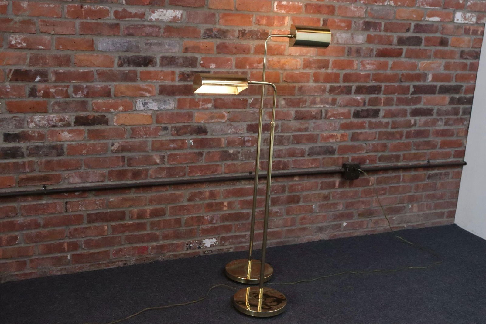Pair of Vintage Fully Adjustable Floor Lamps by Chapman in Polished Brass - 2