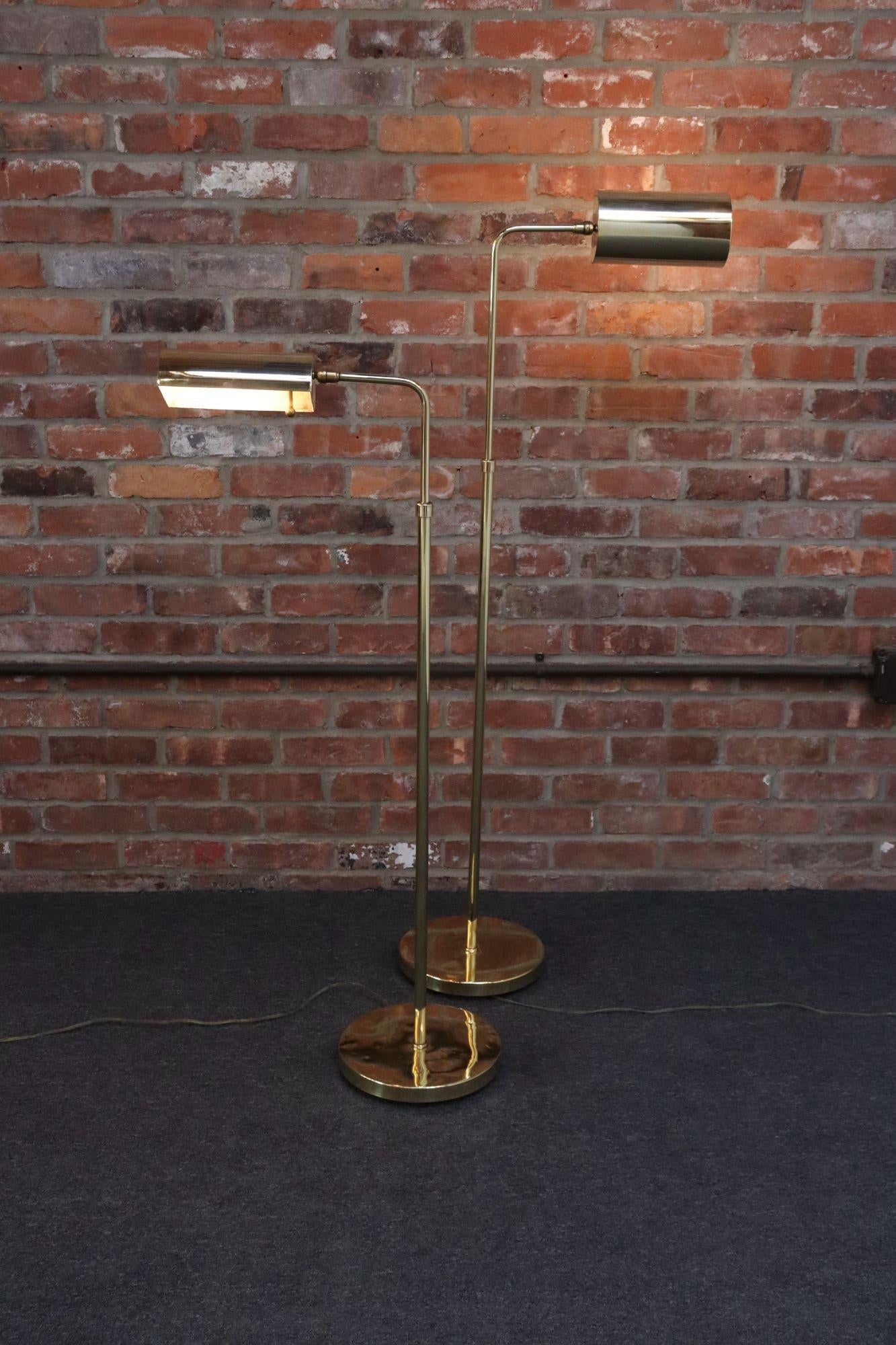 Pair of Vintage Fully Adjustable Floor Lamps by Chapman in Polished Brass - 3