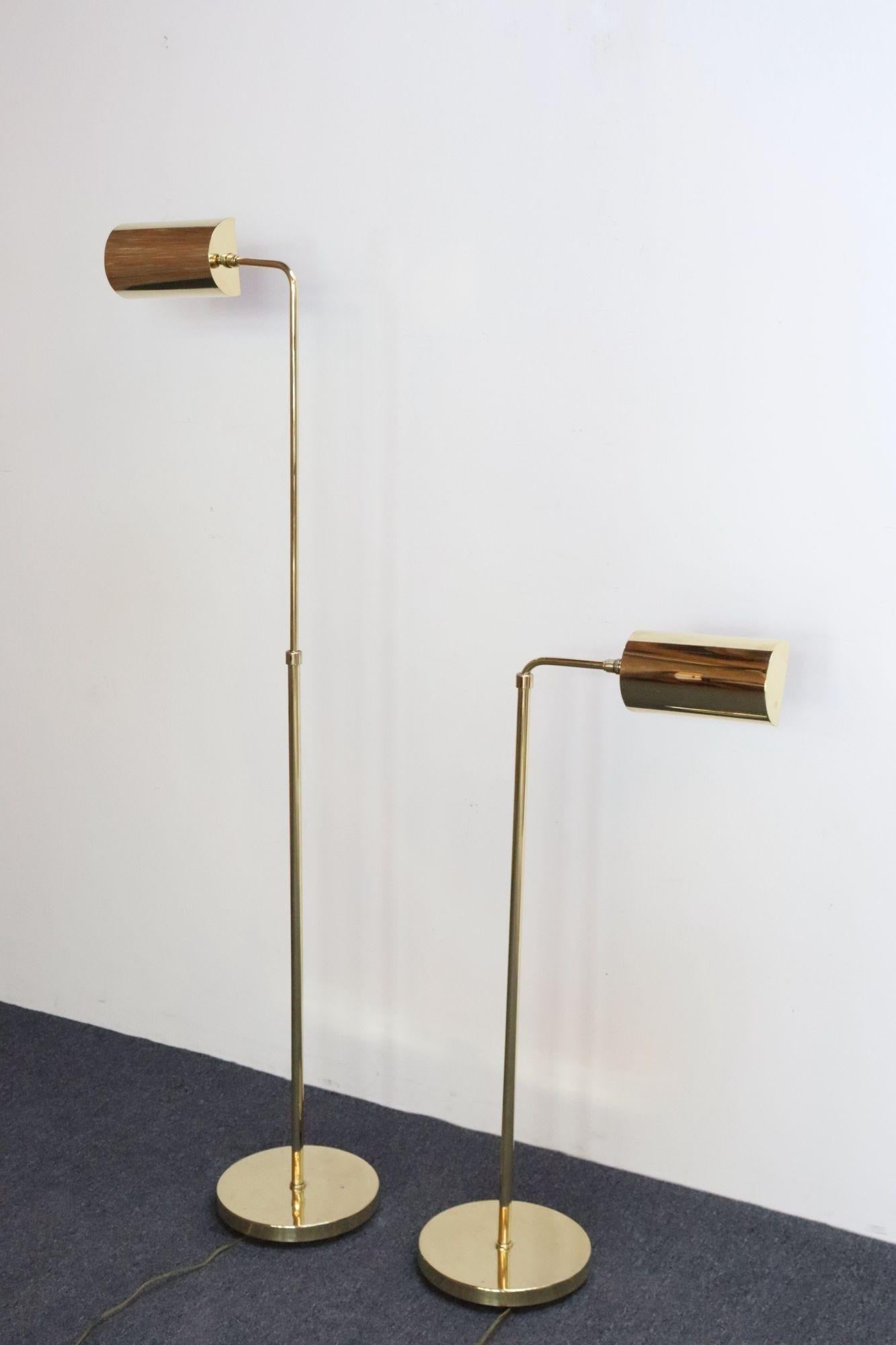 Pair of Vintage Fully Adjustable Floor Lamps by Chapman in Polished Brass - 5