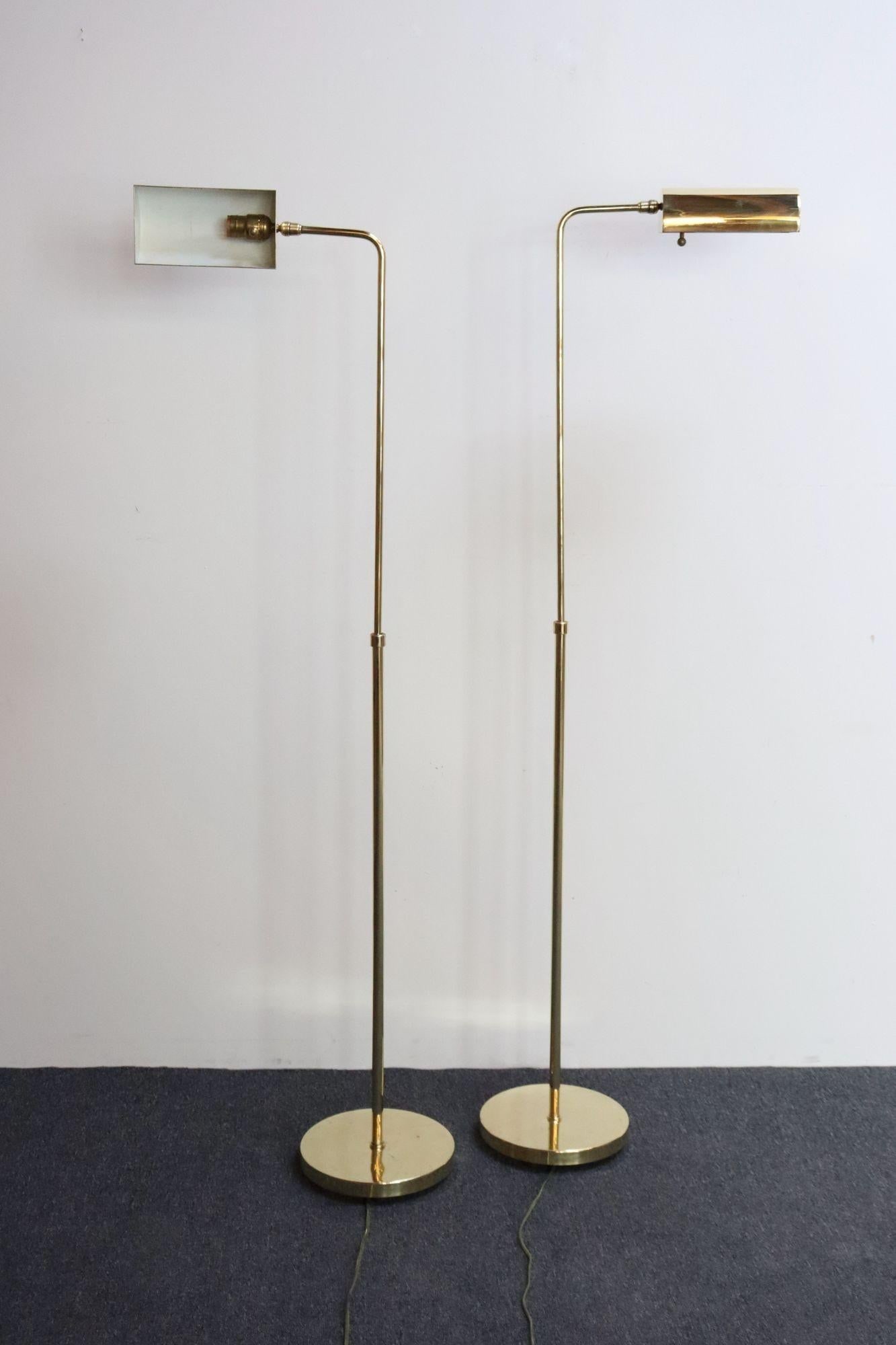 Pair of Vintage Fully Adjustable Floor Lamps by Chapman in Polished Brass - 6