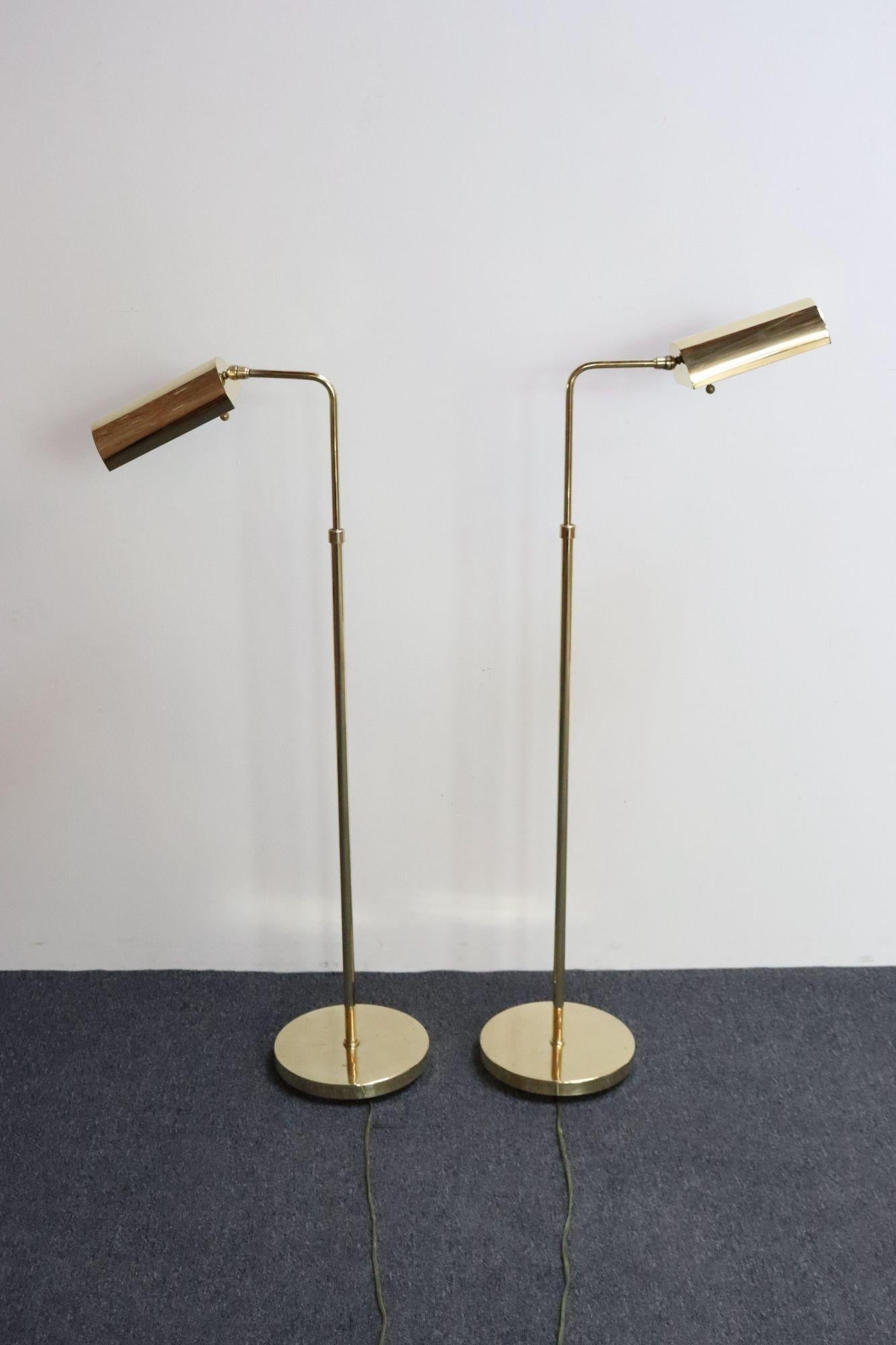Pair of Vintage Fully Adjustable Floor Lamps by Chapman in Polished Brass - 8