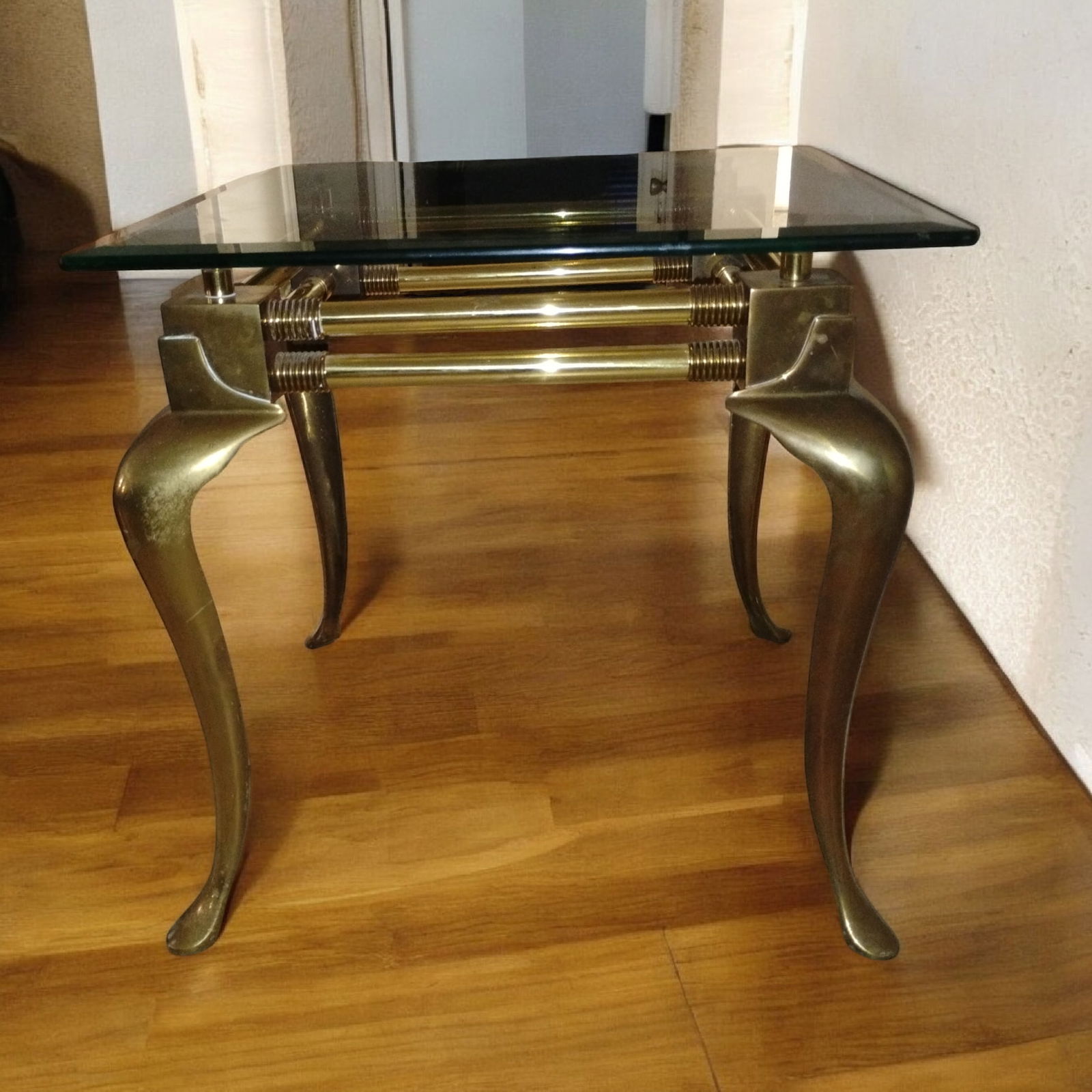 Exquisite 1960 Vintage Brass and Glass Table in the Sophisticated Hollywood Regency Style by LaBarge - 10