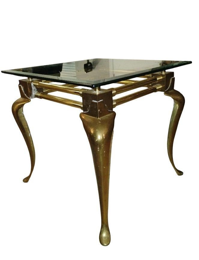 Exquisite 1960 Vintage Brass and Glass Table in the Sophisticated Hollywood Regency Style by LaBarge - 2