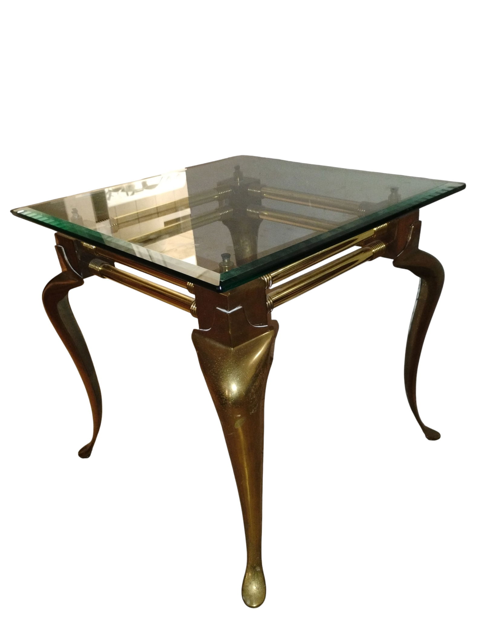 Exquisite 1960 Vintage Brass and Glass Table in the Sophisticated Hollywood Regency Style by LaBarge - 4