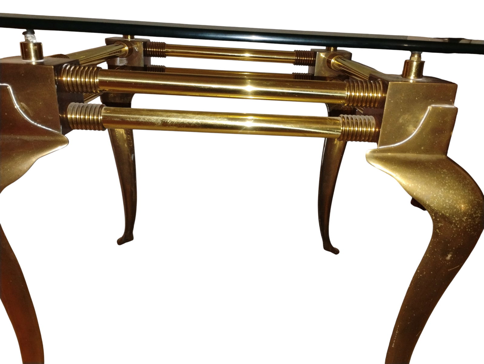 Exquisite 1960 Vintage Brass and Glass Table in the Sophisticated Hollywood Regency Style by LaBarge - 5