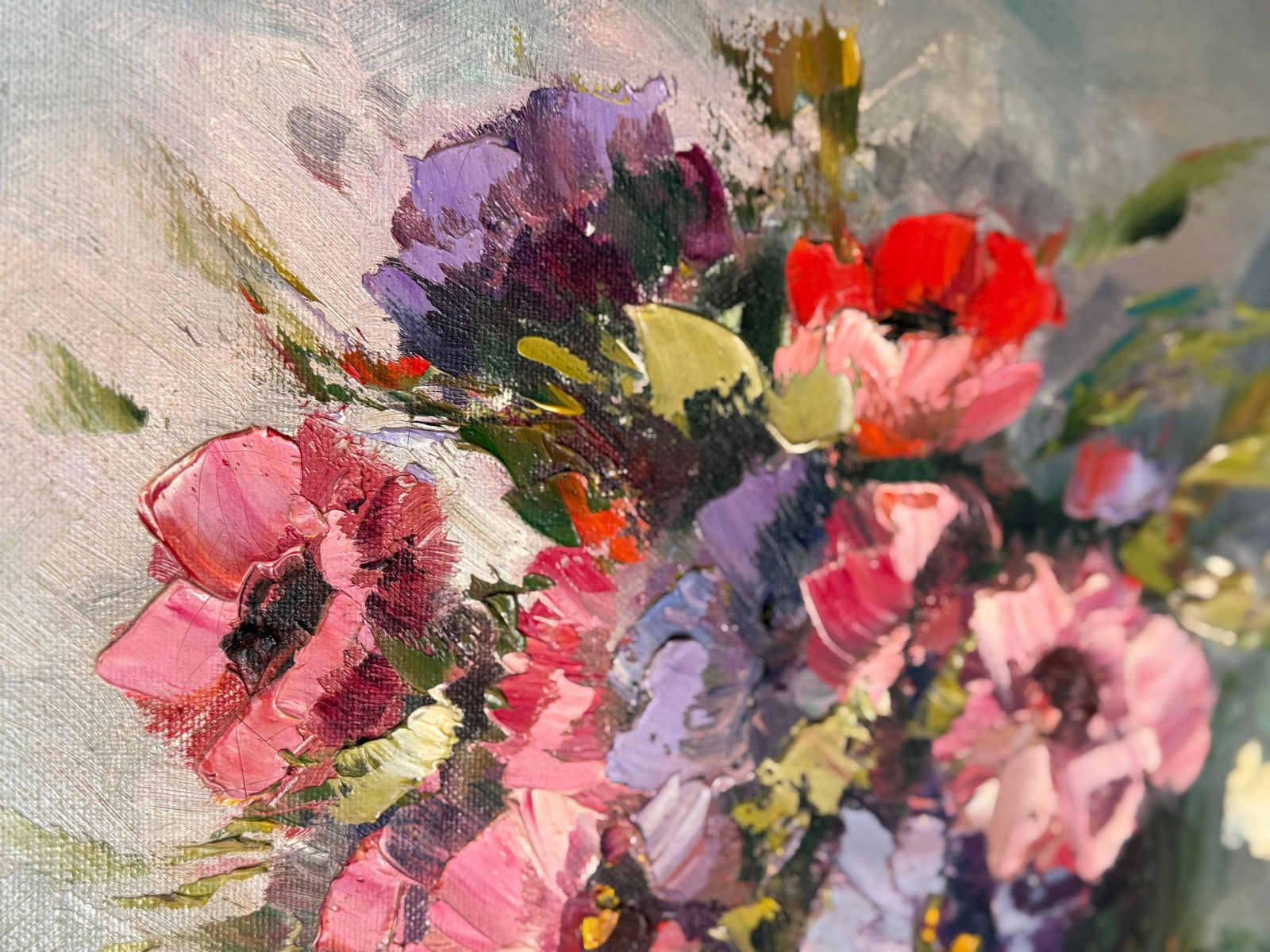 20th Century Oil on Canvas Spanish Flowers Painting, signed by Chueca - 5