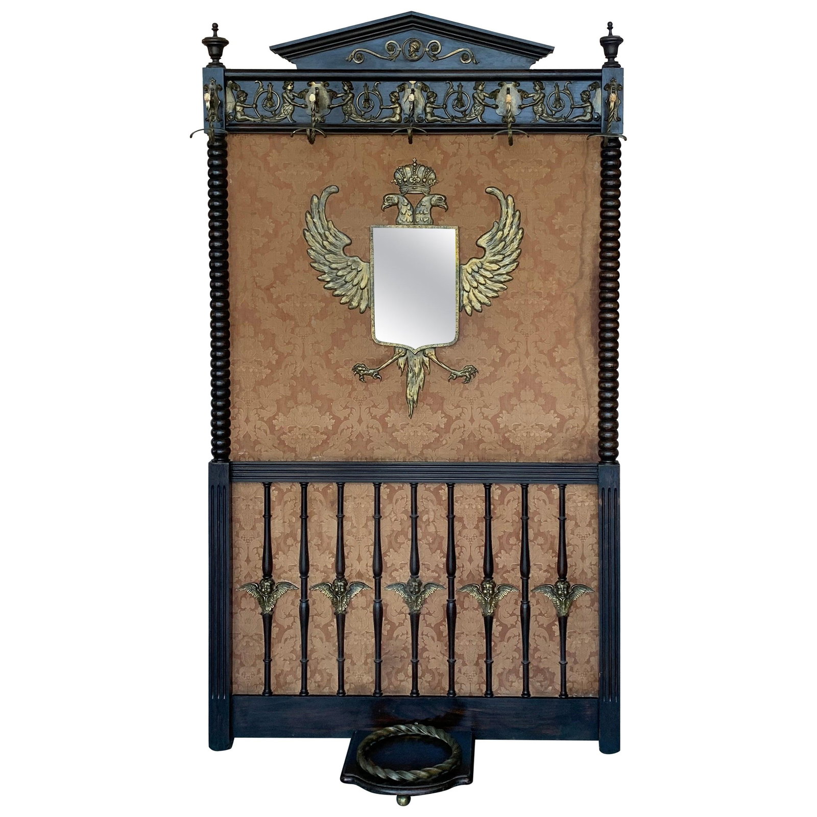 19th Large Carved Spanish Solid Walnut Coat Rack Stand or Entry - 15