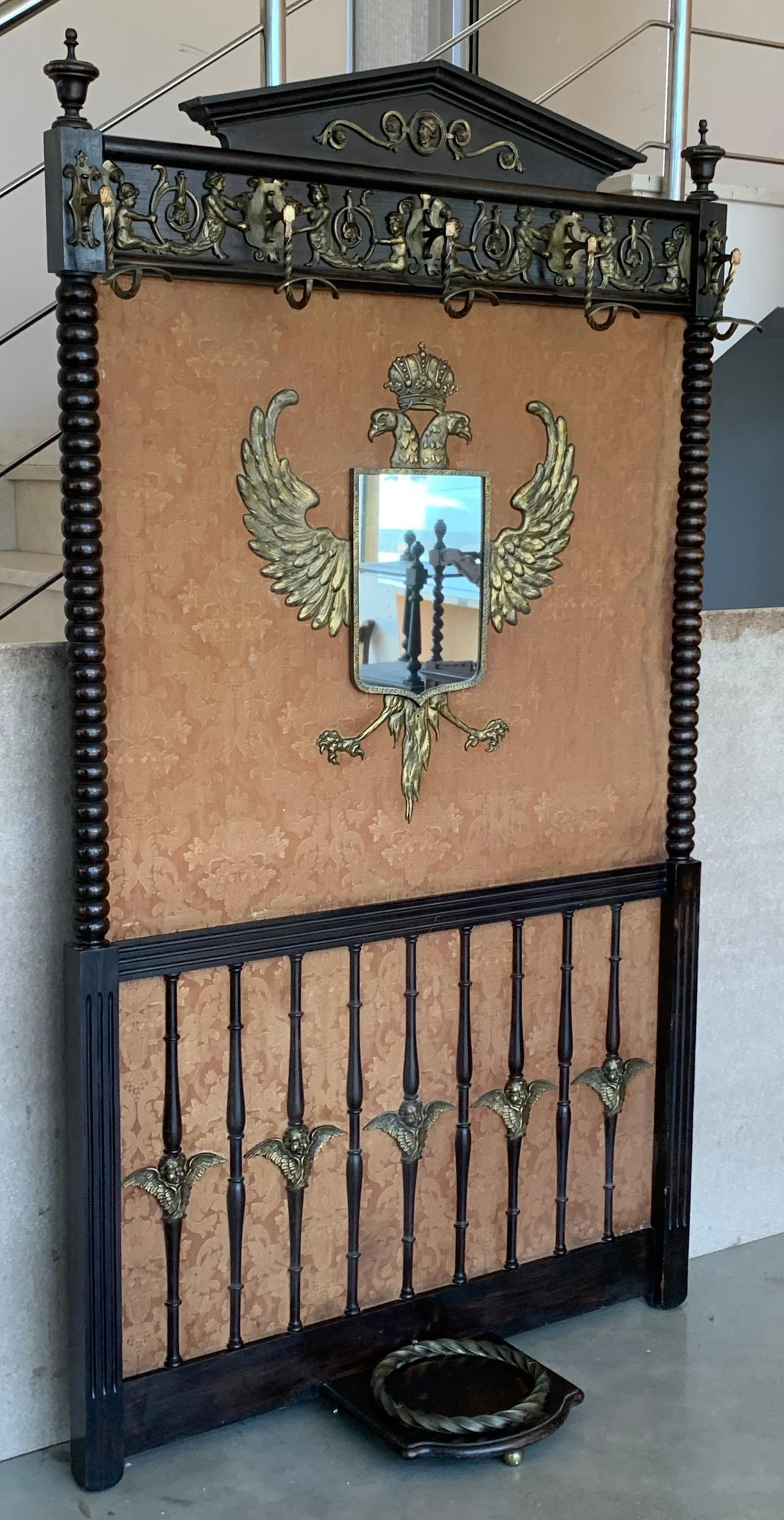 19th Large Carved Spanish Solid Walnut Coat Rack Stand or Entry - 16