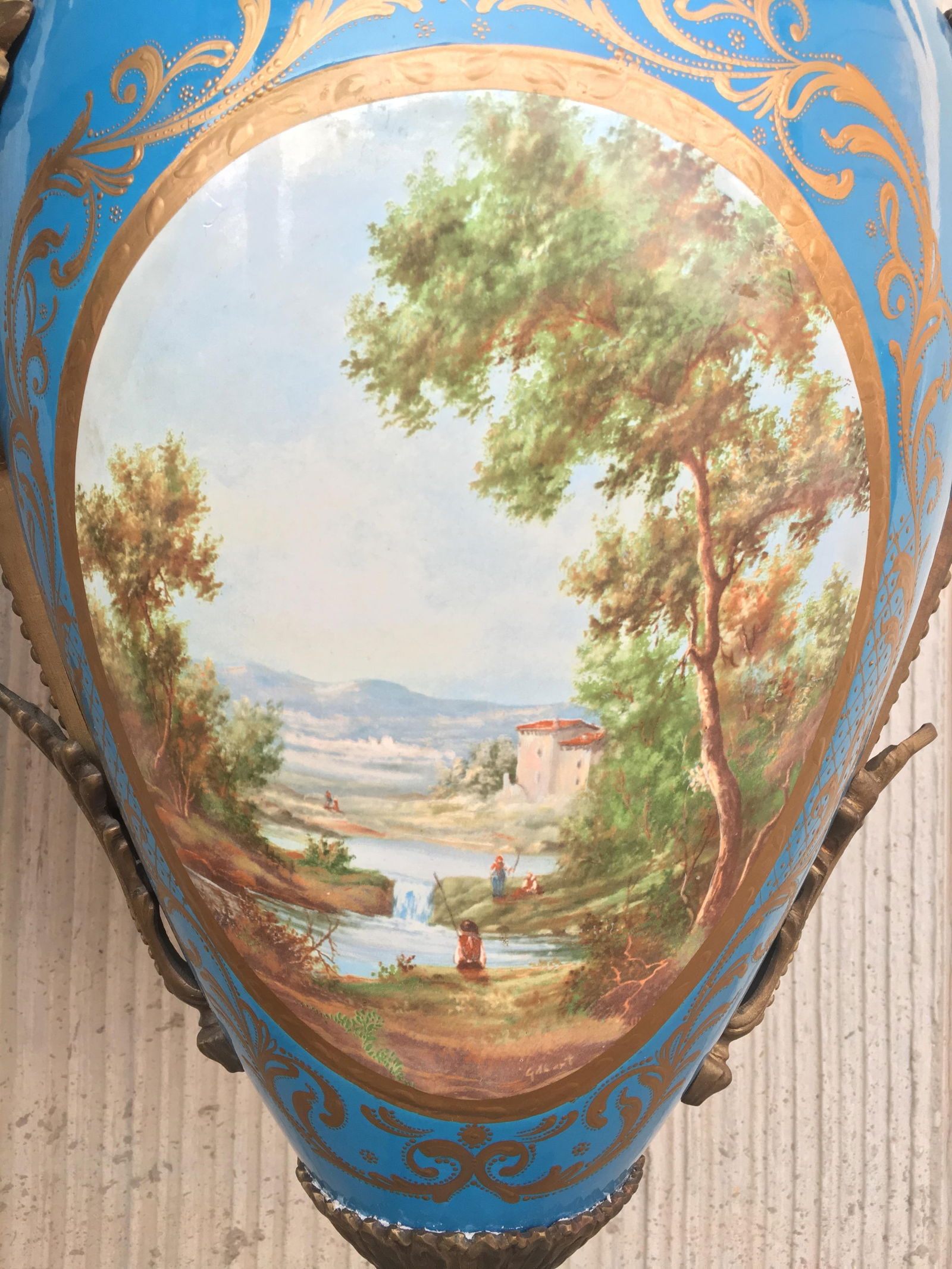 Pair of Large Antiques French Ormolu-Mounted & Painted Pair of Sèvres Porcelain - 2