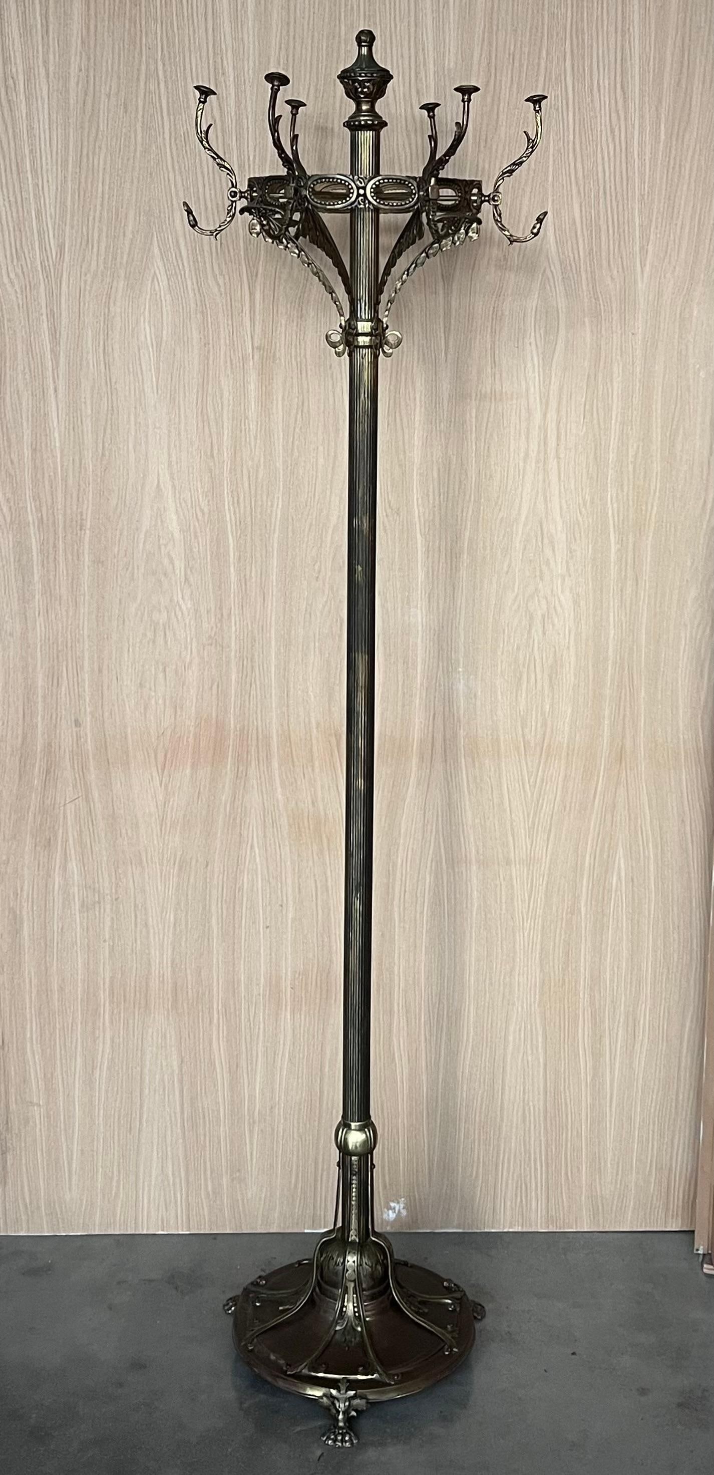 Early 20th Century Bronze and Brass Burnished Art Nouveau Belle Epoque Hanger, Bronze Grifone Feet - 17