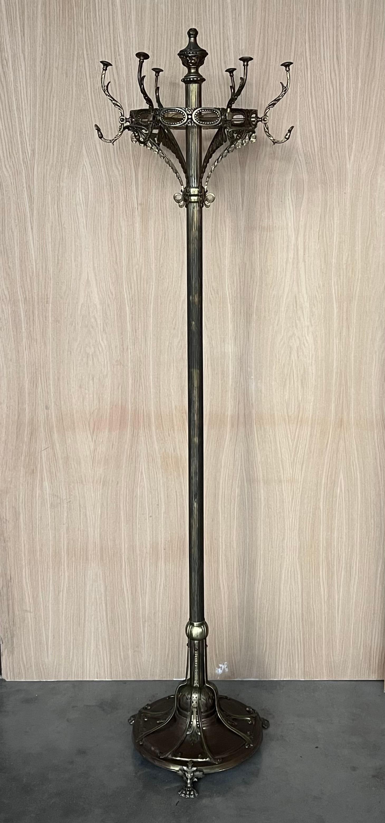 Early 20th Century Bronze and Brass Burnished Art Nouveau Belle Epoque Hanger, Bronze Grifone Feet - 18