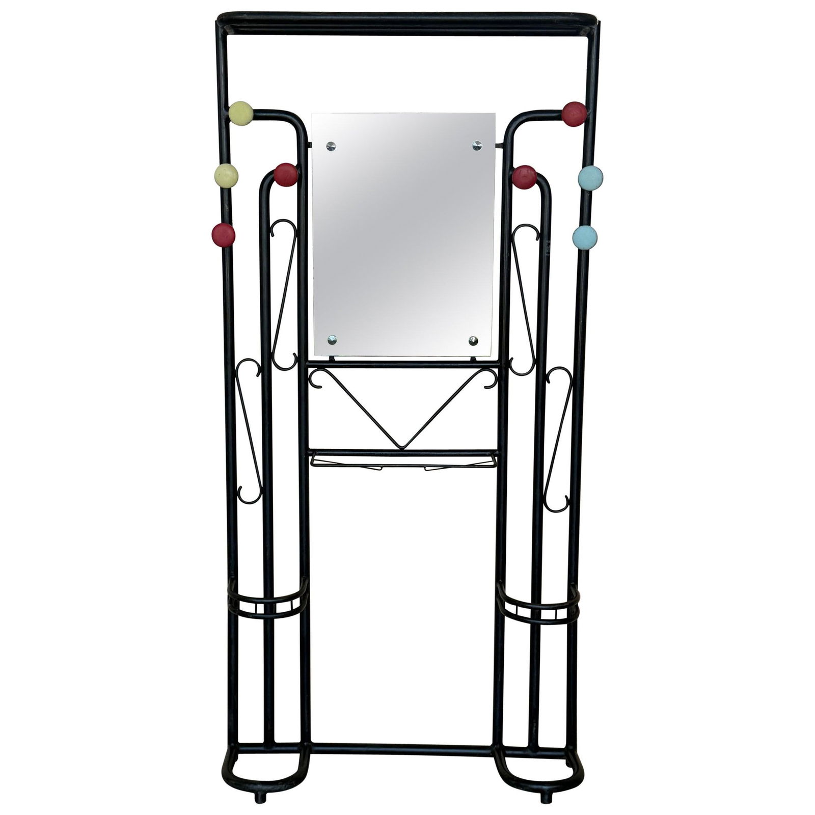 Black Wardrobe-Style Art Deco Hall Stand in Iron, France 1940s - 15