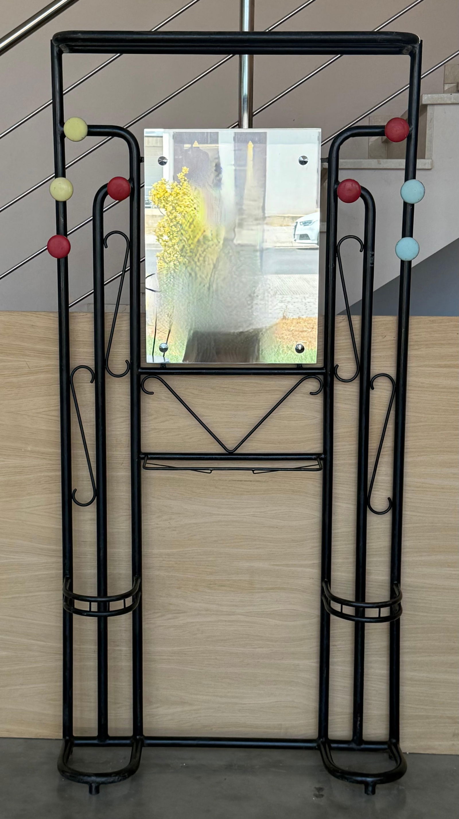 Black Wardrobe-Style Art Deco Hall Stand in Iron, France 1940s - 16