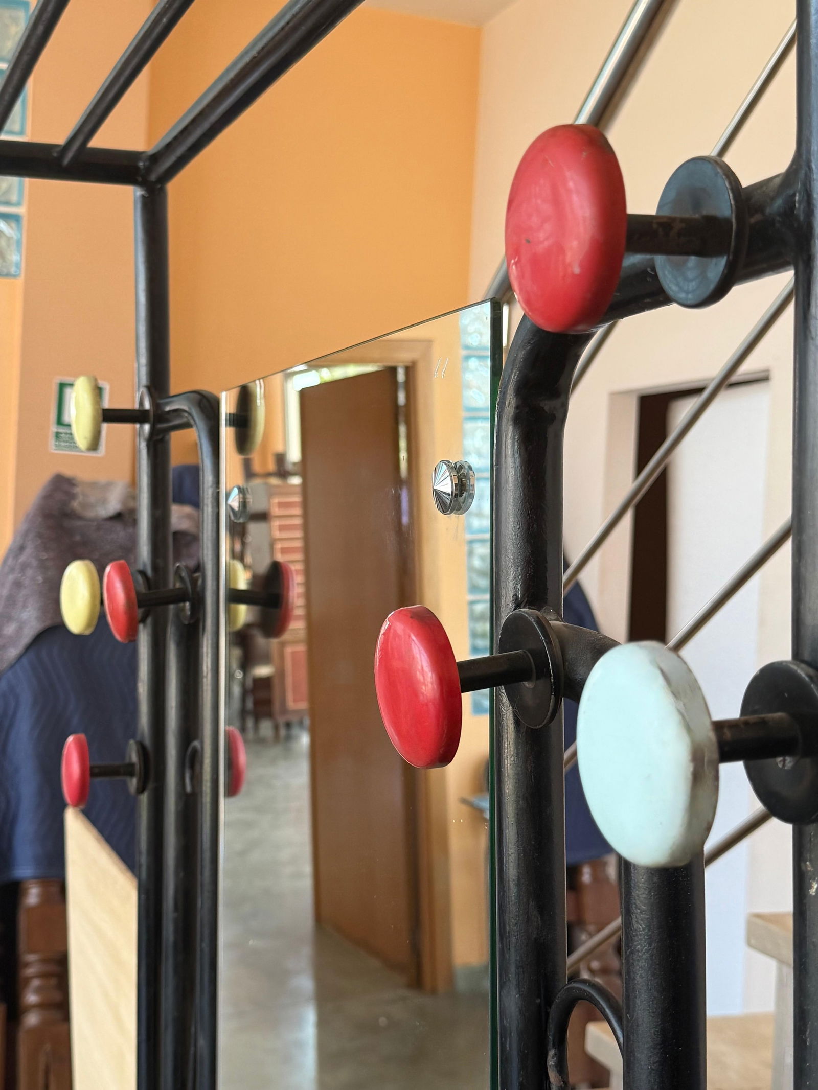 Black Wardrobe-Style Art Deco Hall Stand in Iron, France 1940s - 4