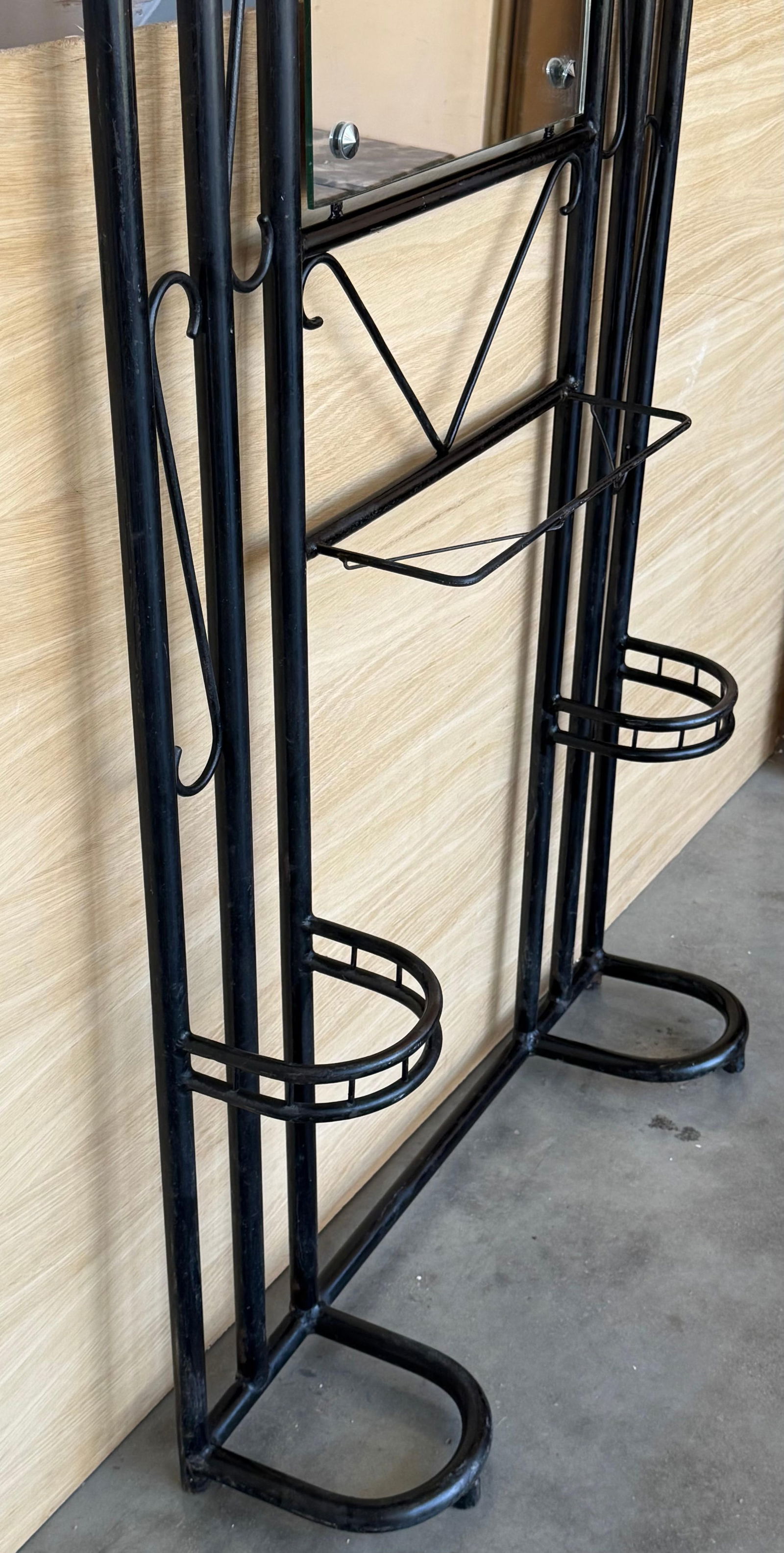 Black Wardrobe-Style Art Deco Hall Stand in Iron, France 1940s - 6