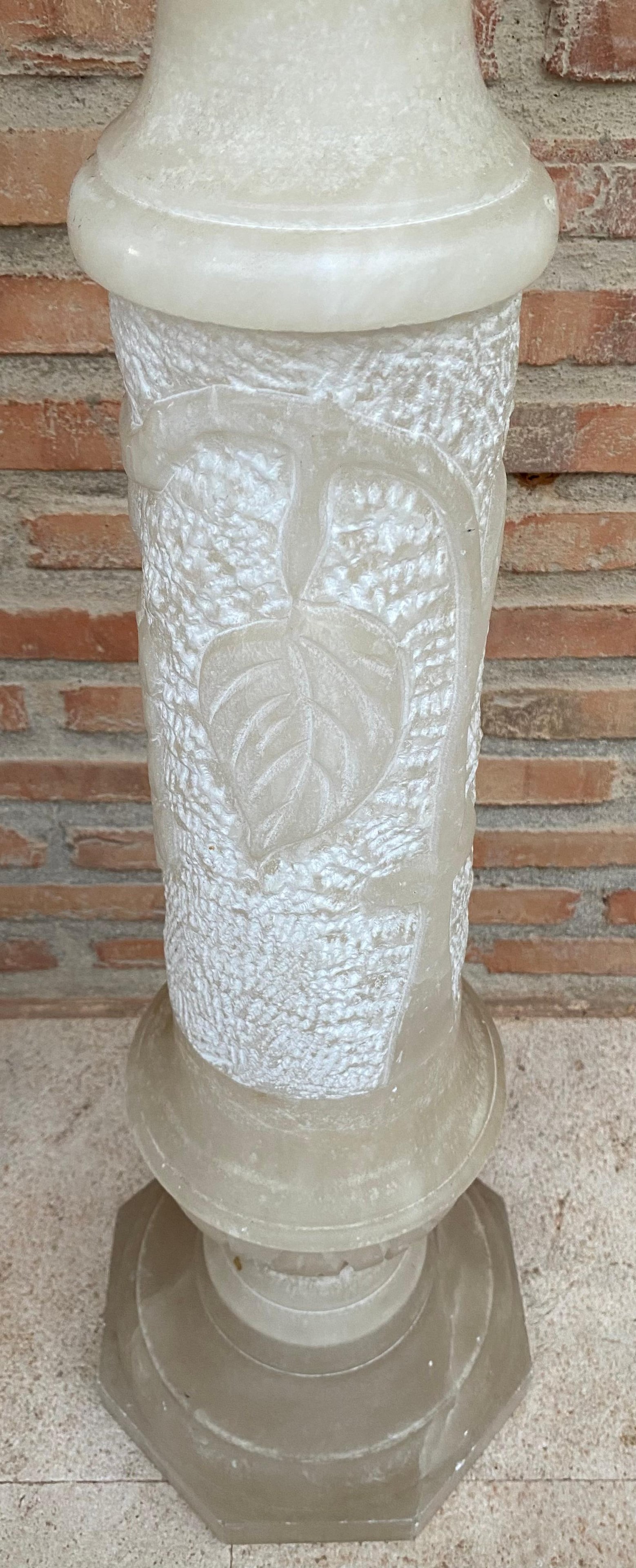 Italian Empire Carved Carrara Marble Pedestal Tables, 1890s, Set of 2 - 13