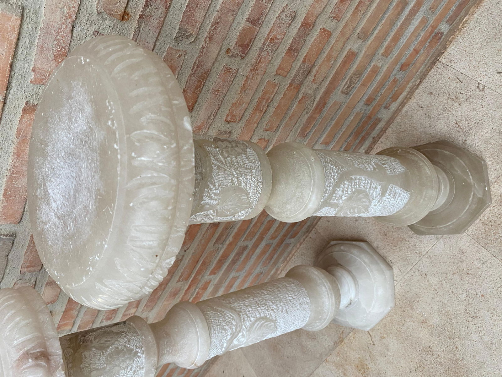 Italian Empire Carved Carrara Marble Pedestal Tables, 1890s, Set of 2 - 18