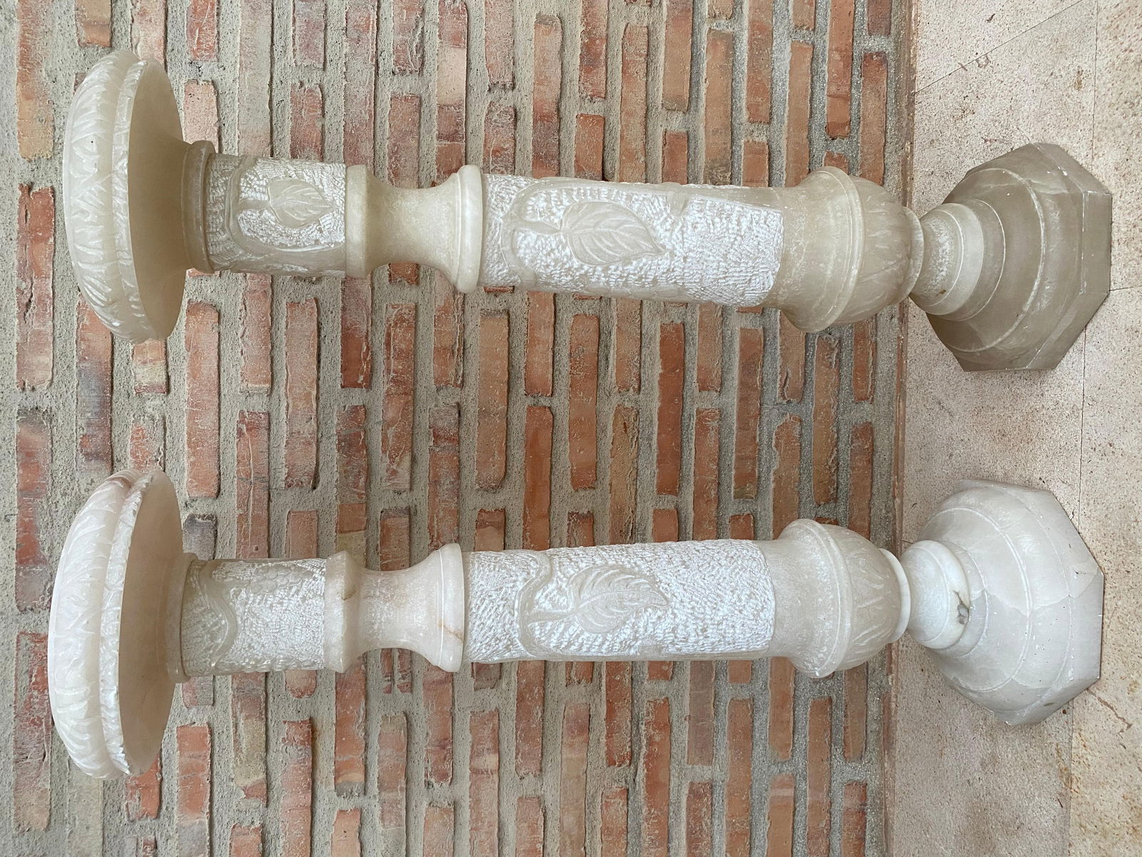 Italian Empire Carved Carrara Marble Pedestal Tables, 1890s, Set of 2 - 5