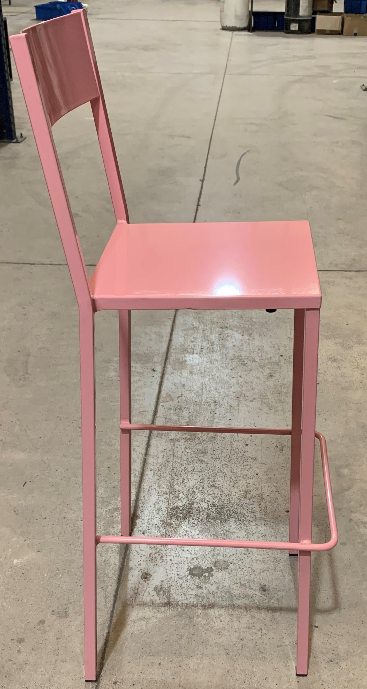 New Pink Industrial Wrought Iron Shop, Counter Stool with Metal Seat and Back - 16