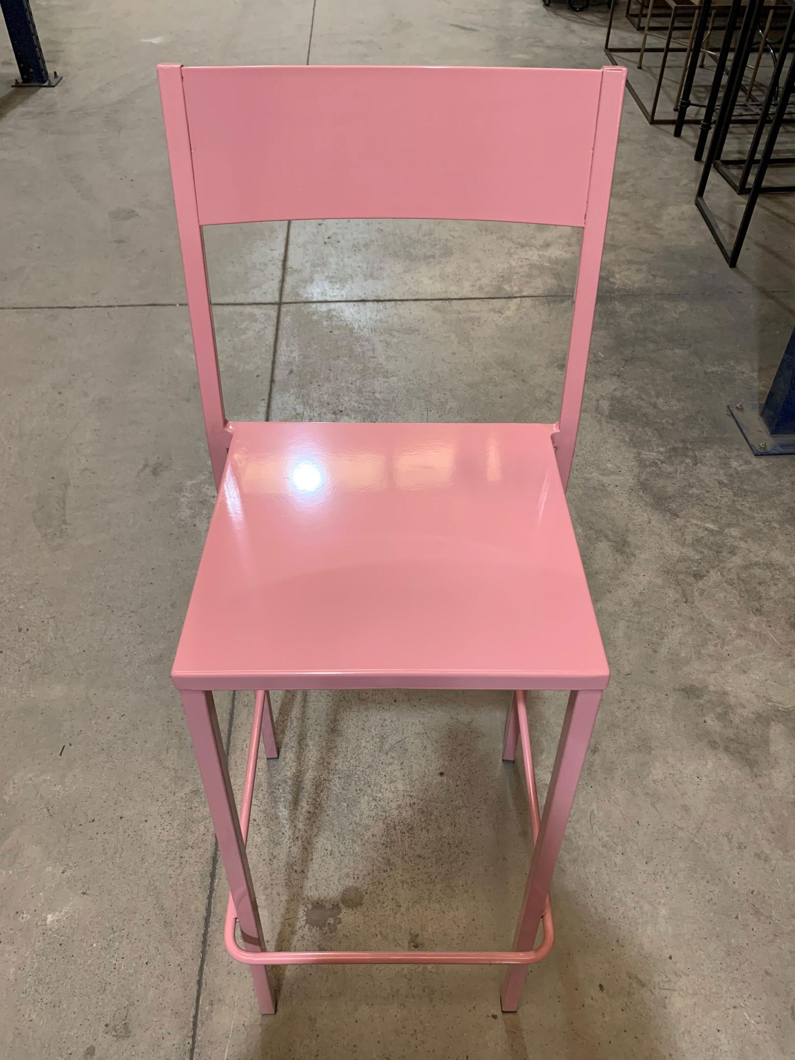 New Pink Industrial Wrought Iron Shop, Counter Stool with Metal Seat and Back - 3