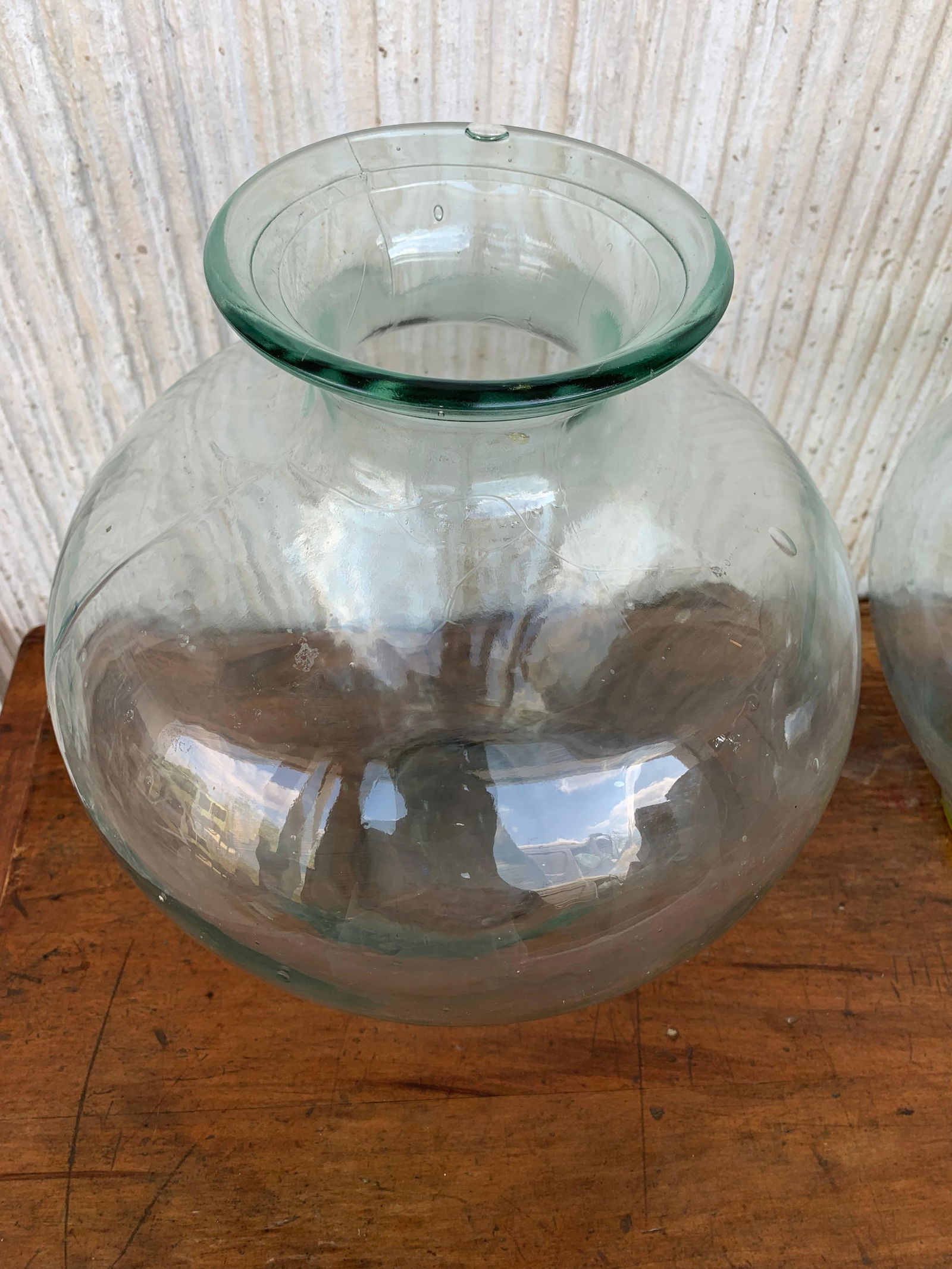 Late 19th Century Set of 2 Green Glass French Demijohn Bottles with Woven Esparto Basket - 14