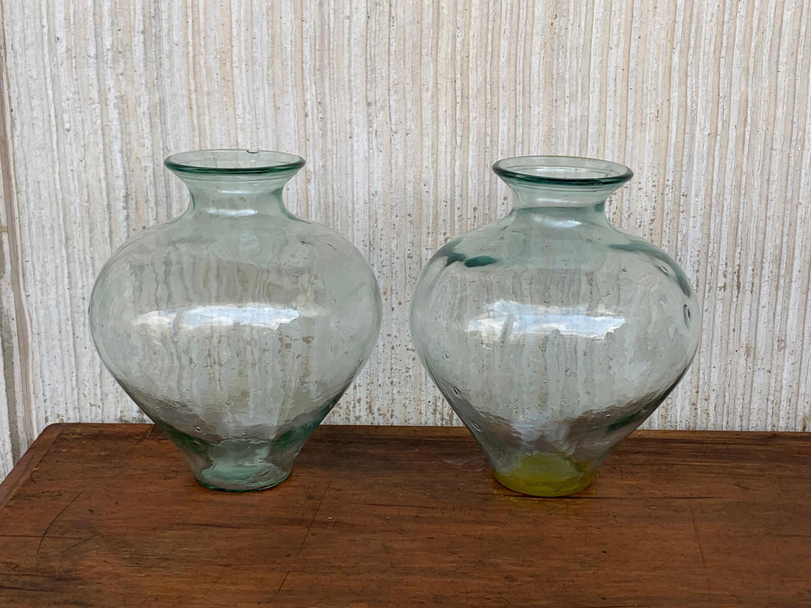 Late 19th Century Set of 2 Green Glass French Demijohn Bottles with Woven Esparto Basket - 8