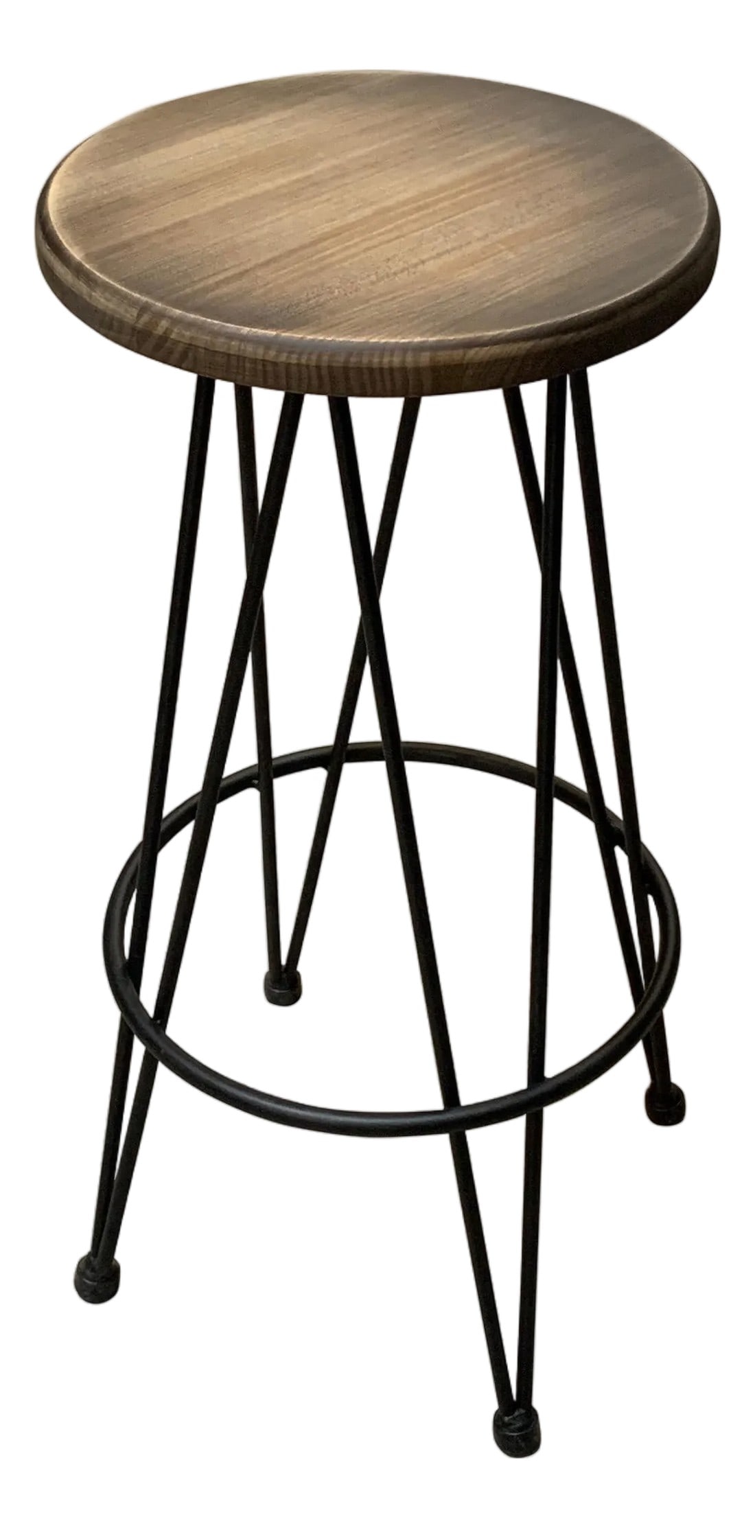 New Industrial Wrought Iron Shop Stool with Wood Seat (1 of 6)