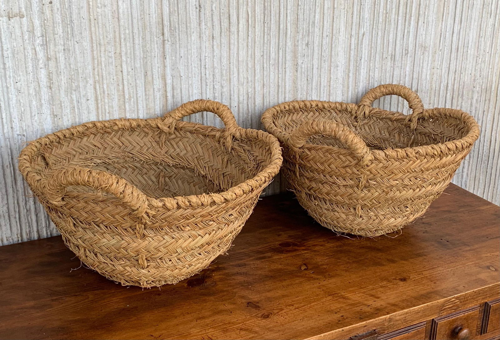 Late 19th Century Set of 8 Spanish Woven Wicker Olive Grape Harvest Basket - 13