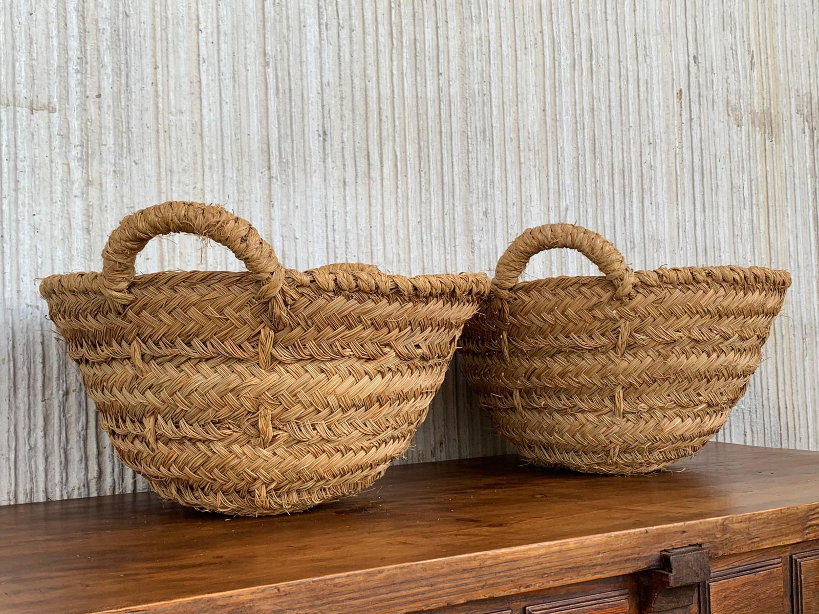 Late 19th Century Set of 8 Spanish Woven Wicker Olive Grape Harvest Basket - 14