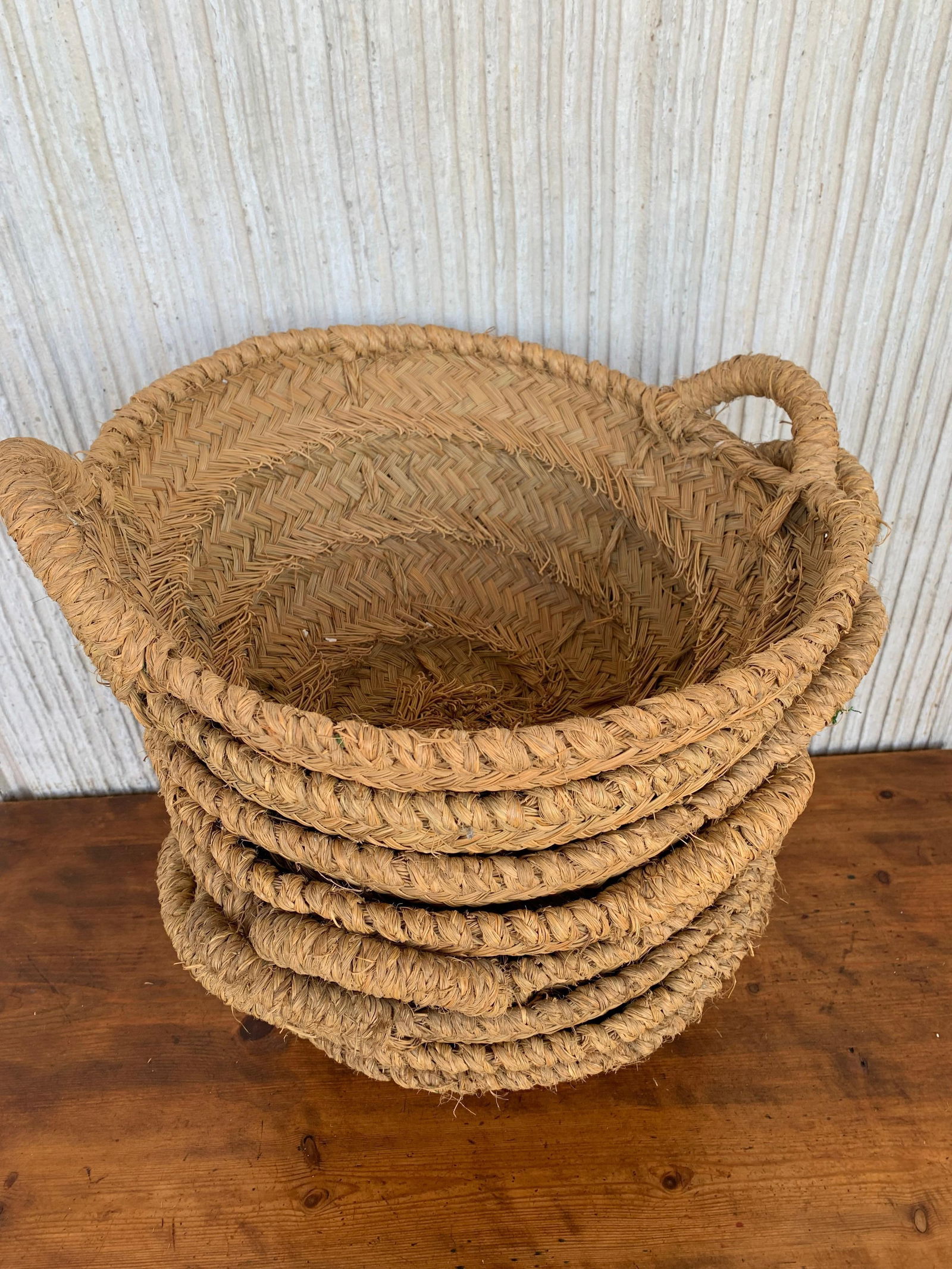 Late 19th Century Set of 8 Spanish Woven Wicker Olive Grape Harvest Basket - 5