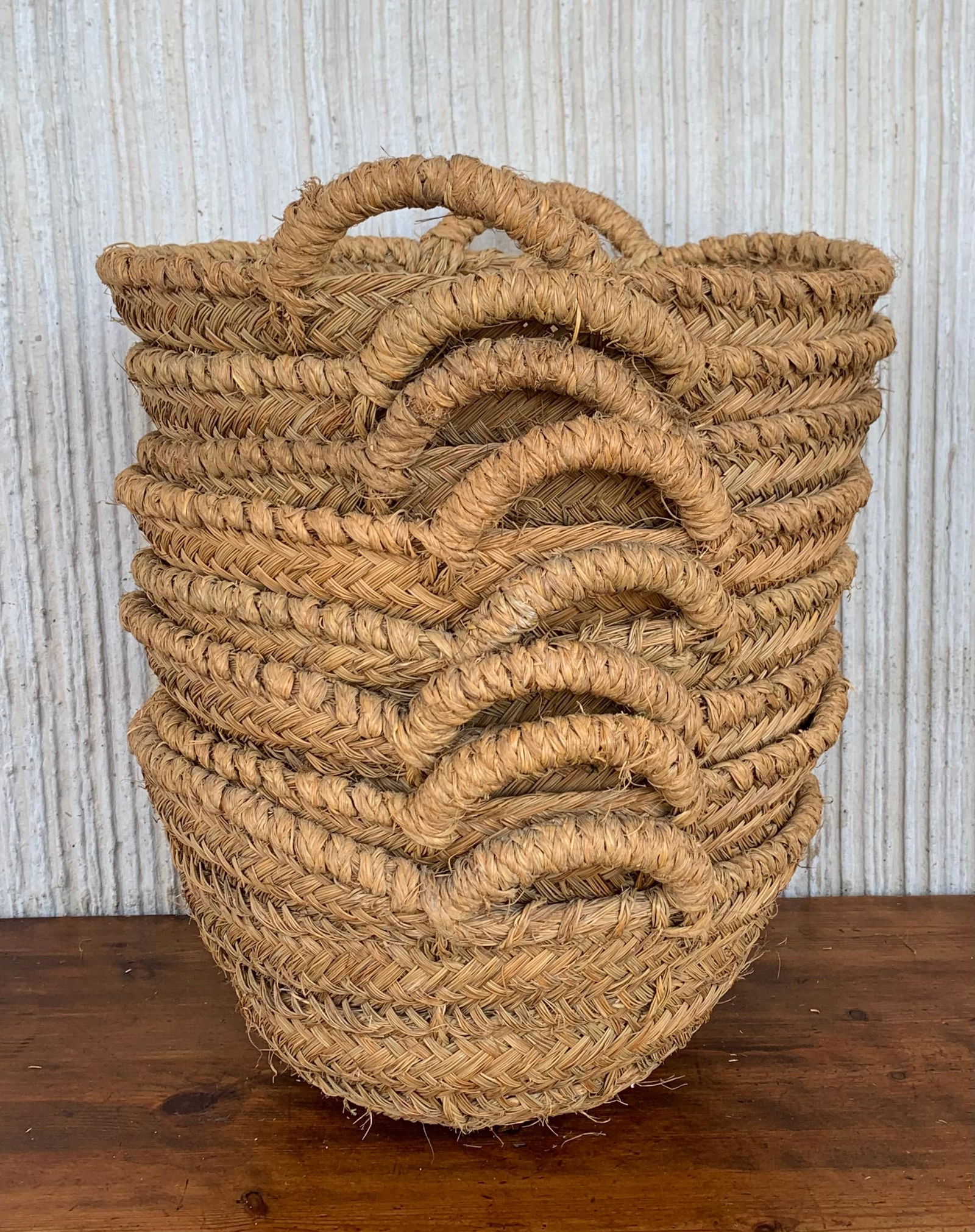 Late 19th Century Set of 8 Spanish Woven Wicker Olive Grape Harvest Basket - 6