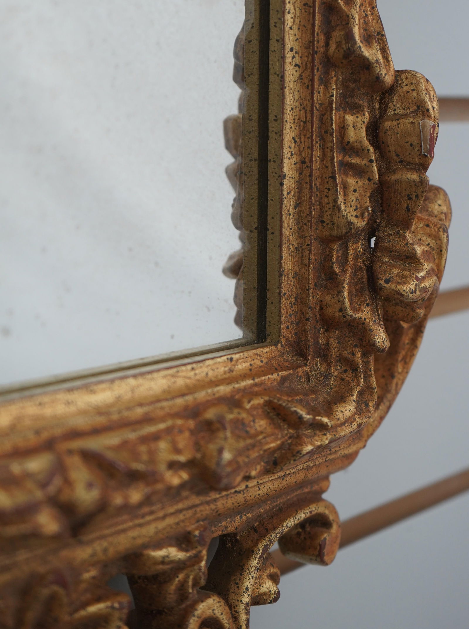 Pair Italian Gilt Wood Gold Finish Decorative Wall Mirrors - 3