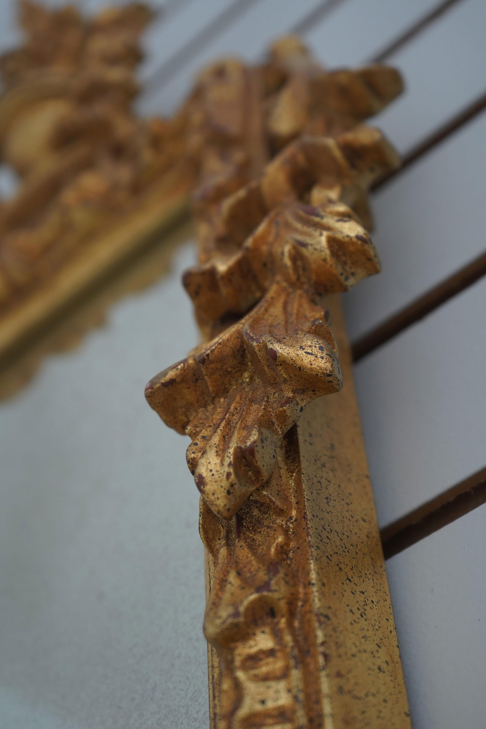 Pair Italian Gilt Wood Gold Finish Decorative Wall Mirrors - 5