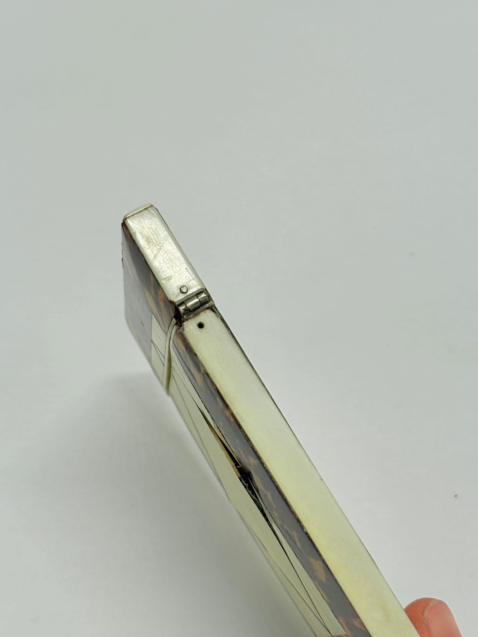 Anglo-European Faux Tortoiseshell and Bone Card Case With Geometric Panel C 1830 - 3