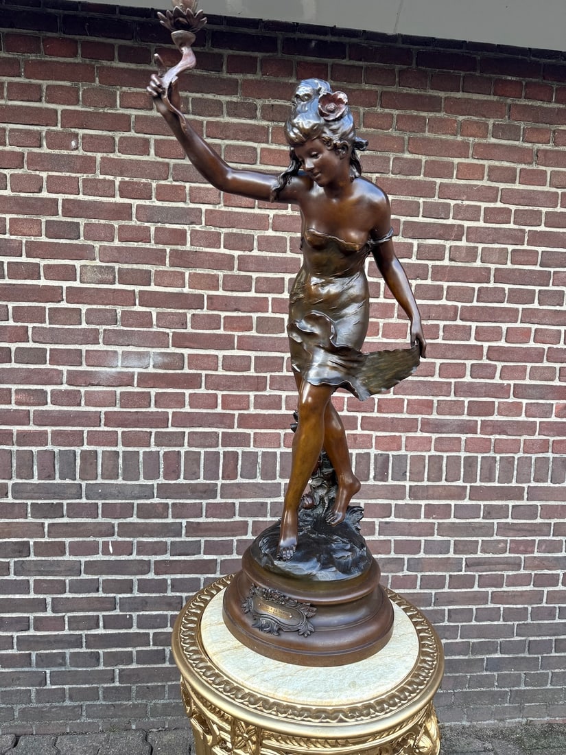 19th C Auguste Moreau Art Nouveau Metal Sculpture - 10