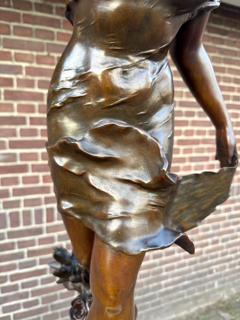 19th C Auguste Moreau Art Nouveau Metal Sculpture - 13