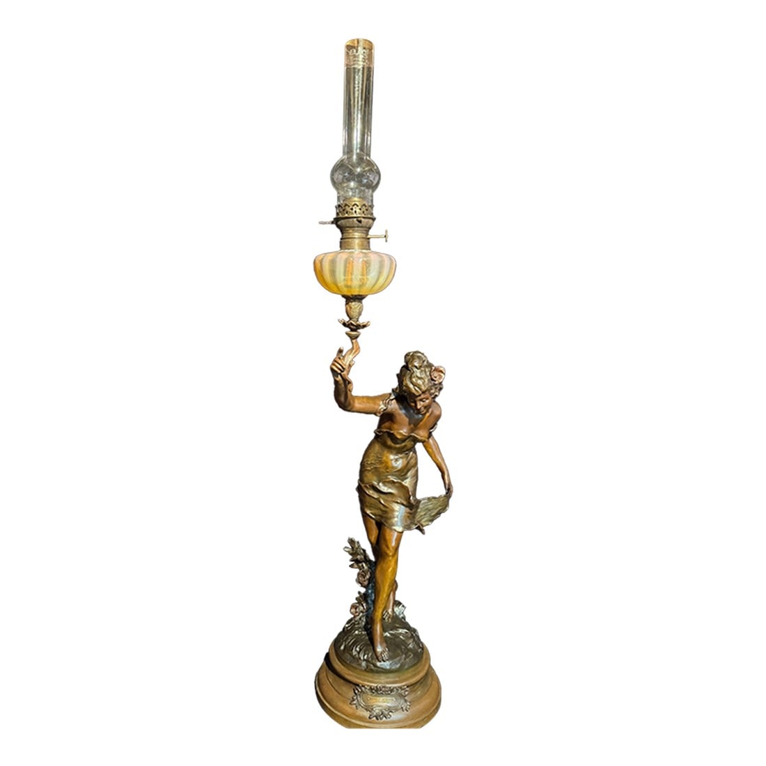 19th C Auguste Moreau Art Nouveau Metal Sculpture: 19th Century French Spelter Sculpture "Appel Ã la Danse" by Auguste Moreau This outstanding late 19th-century French sculpture is a refined example of Art Nouveau–influenced