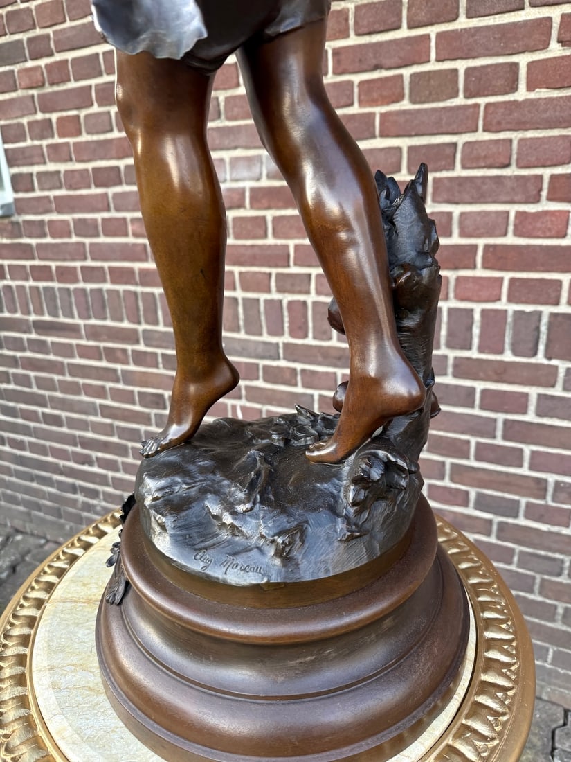 19th C Auguste Moreau Art Nouveau Metal Sculpture - 8