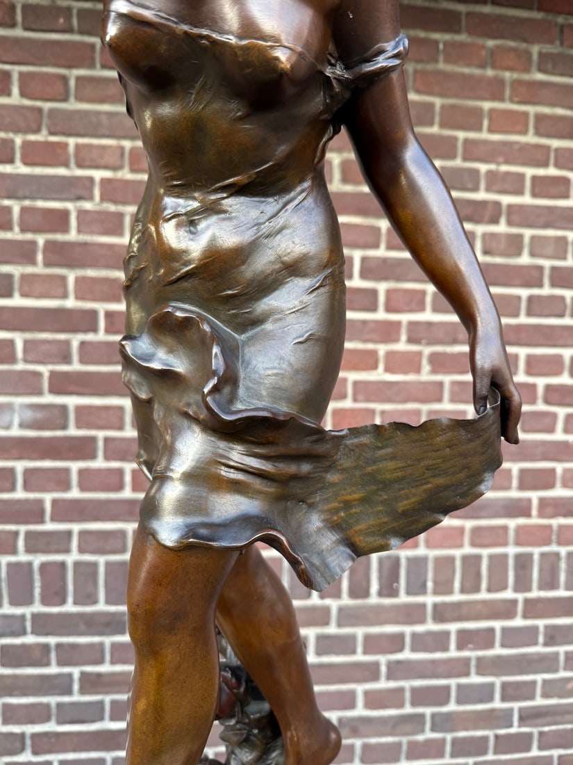 19th C Auguste Moreau Art Nouveau Metal Sculpture - 9