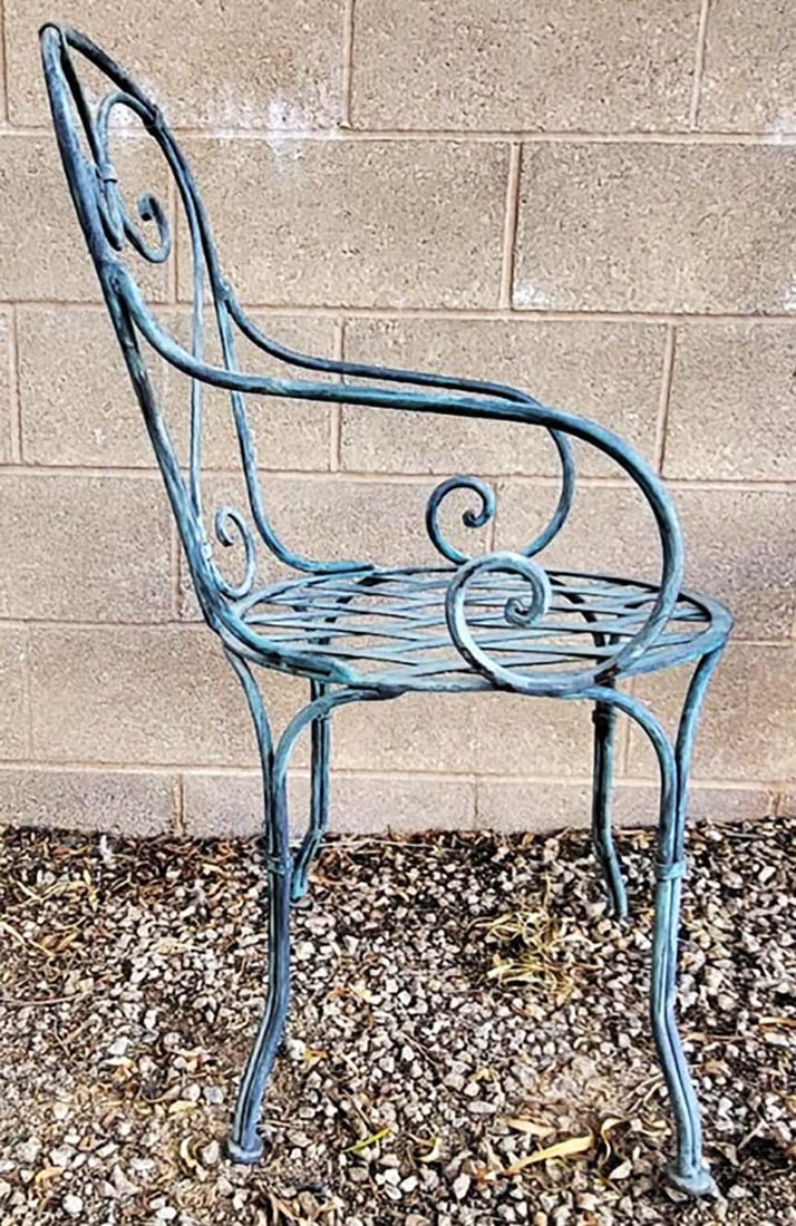 Vintage French Bistro Wrought Iron Garden Chairs - Set of 5 - 4