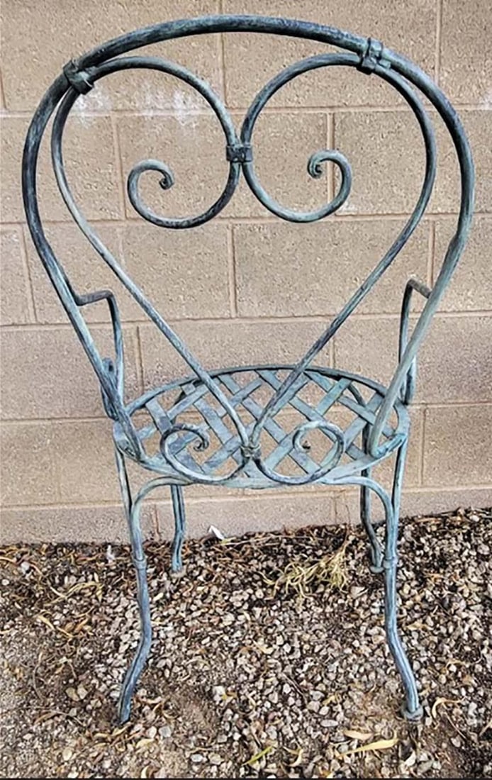 Vintage French Bistro Wrought Iron Garden Chairs - Set of 5 - 5
