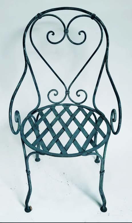 Vintage French Bistro Wrought Iron Garden Chairs - Set of 5 - 8